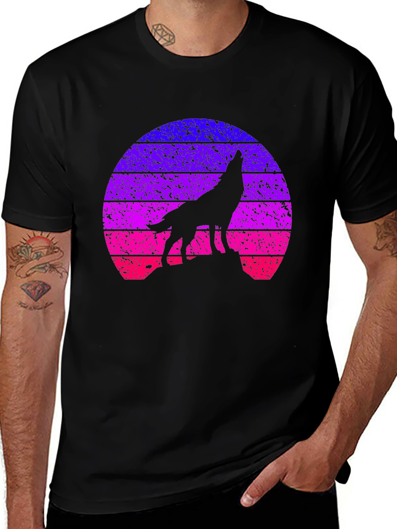 Variant 13 of Retro Wolf Sunset T-Shirt