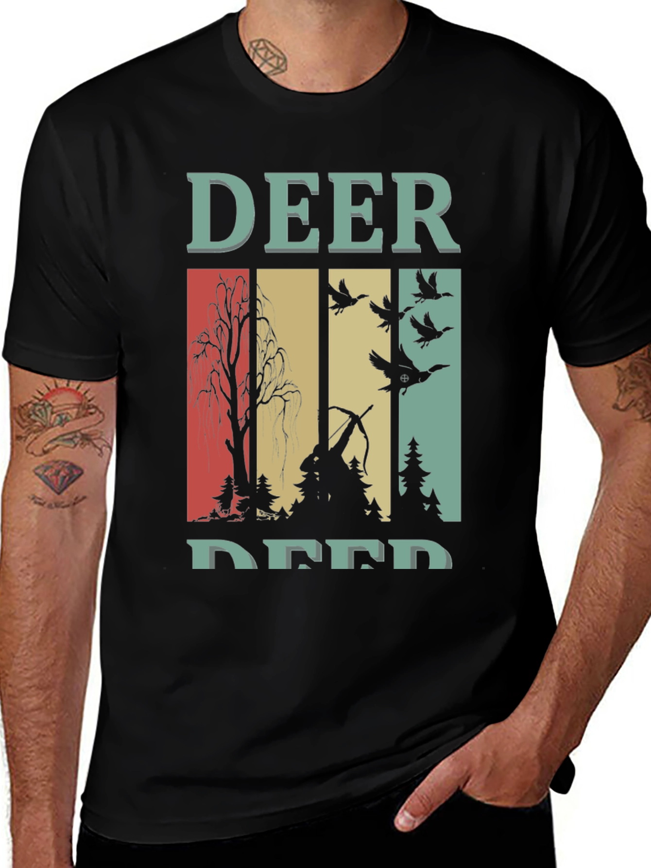 Variant 12 of Deer Hunter Graphic Tee Retro Style