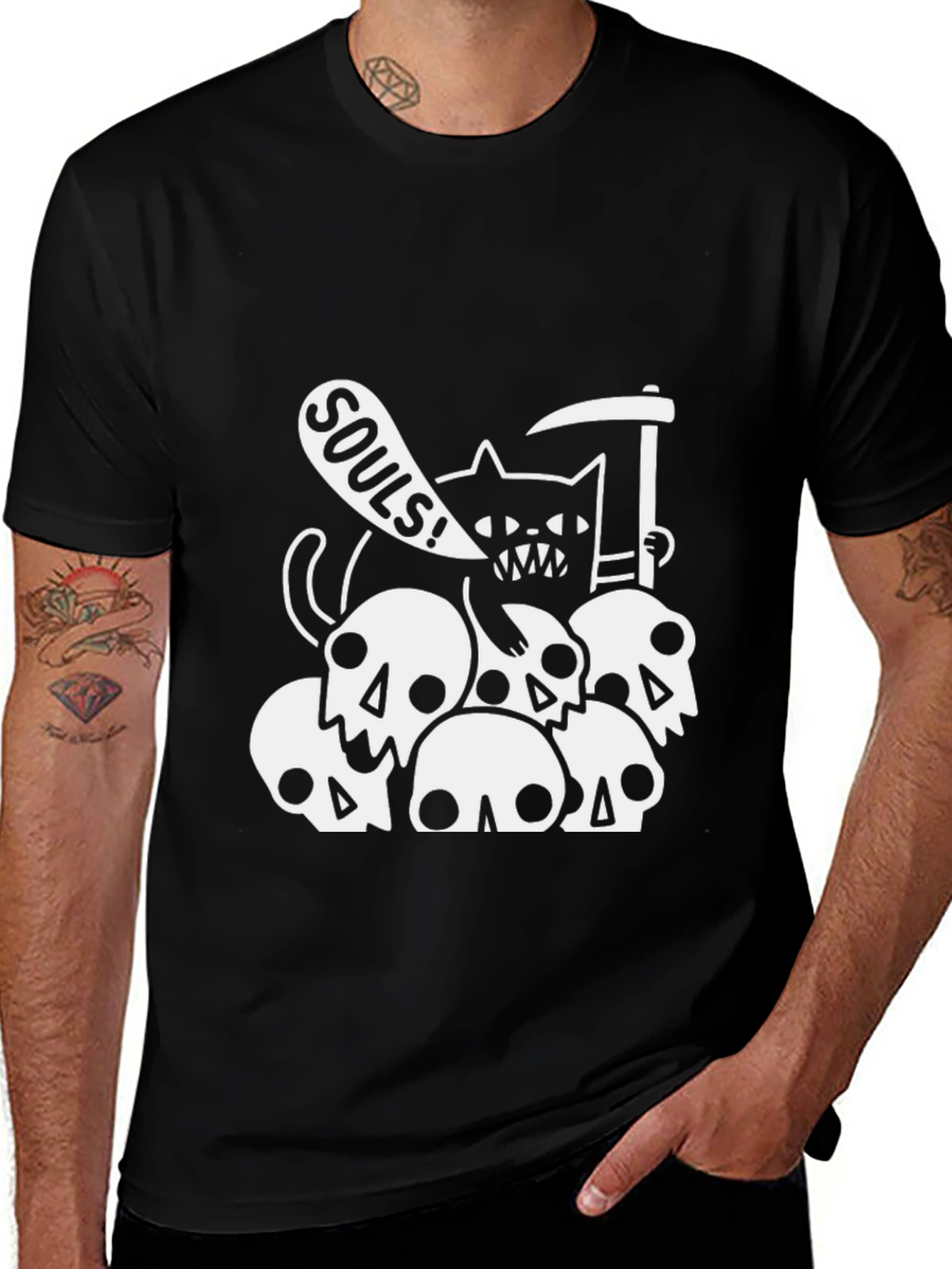 Variant 12 of Grim Reaper Cat T-Shirt - Souls Graphic Tee