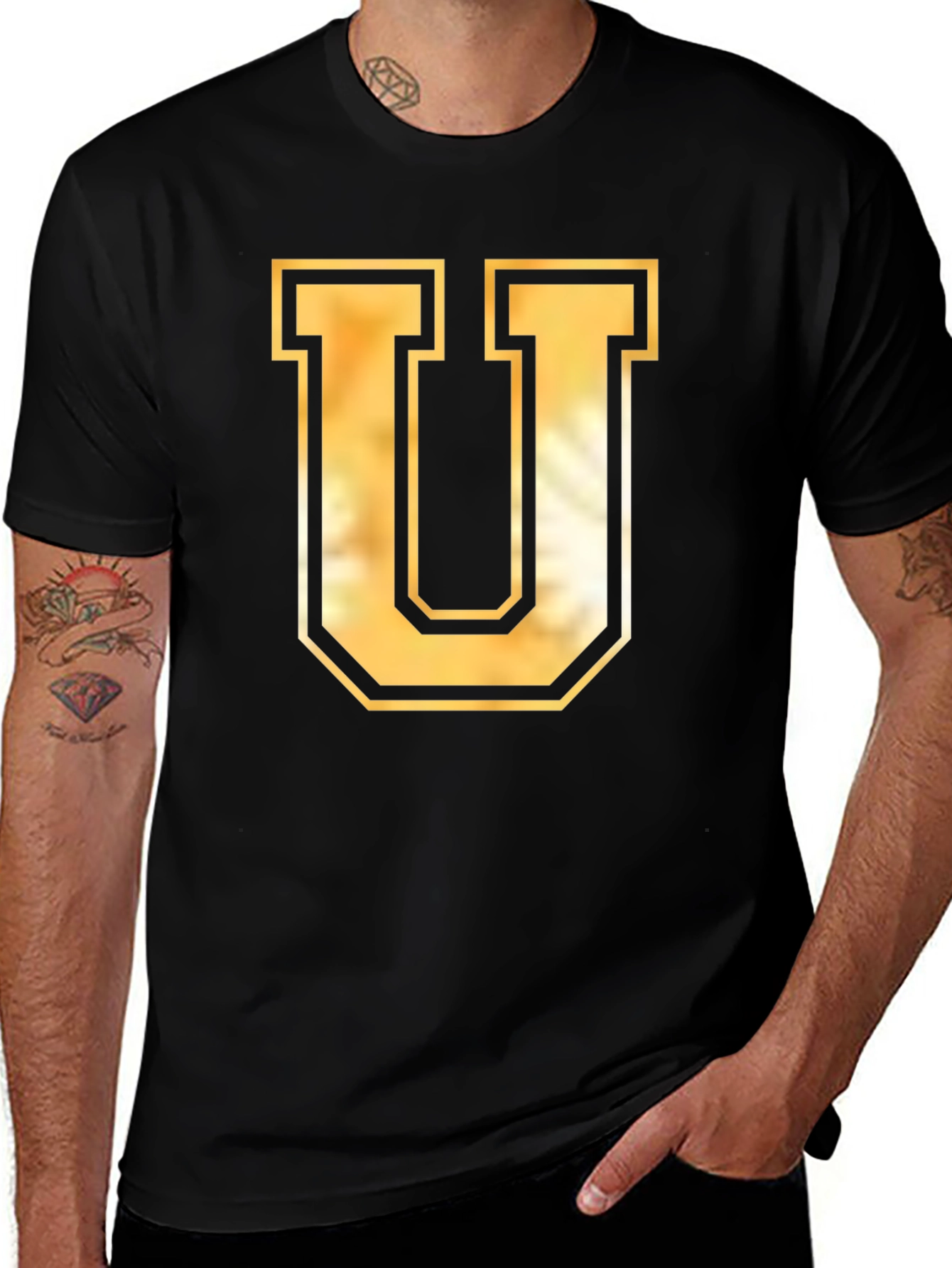 Variant 22 of Letter U Graphic T-Shirt - Casual Black Tee