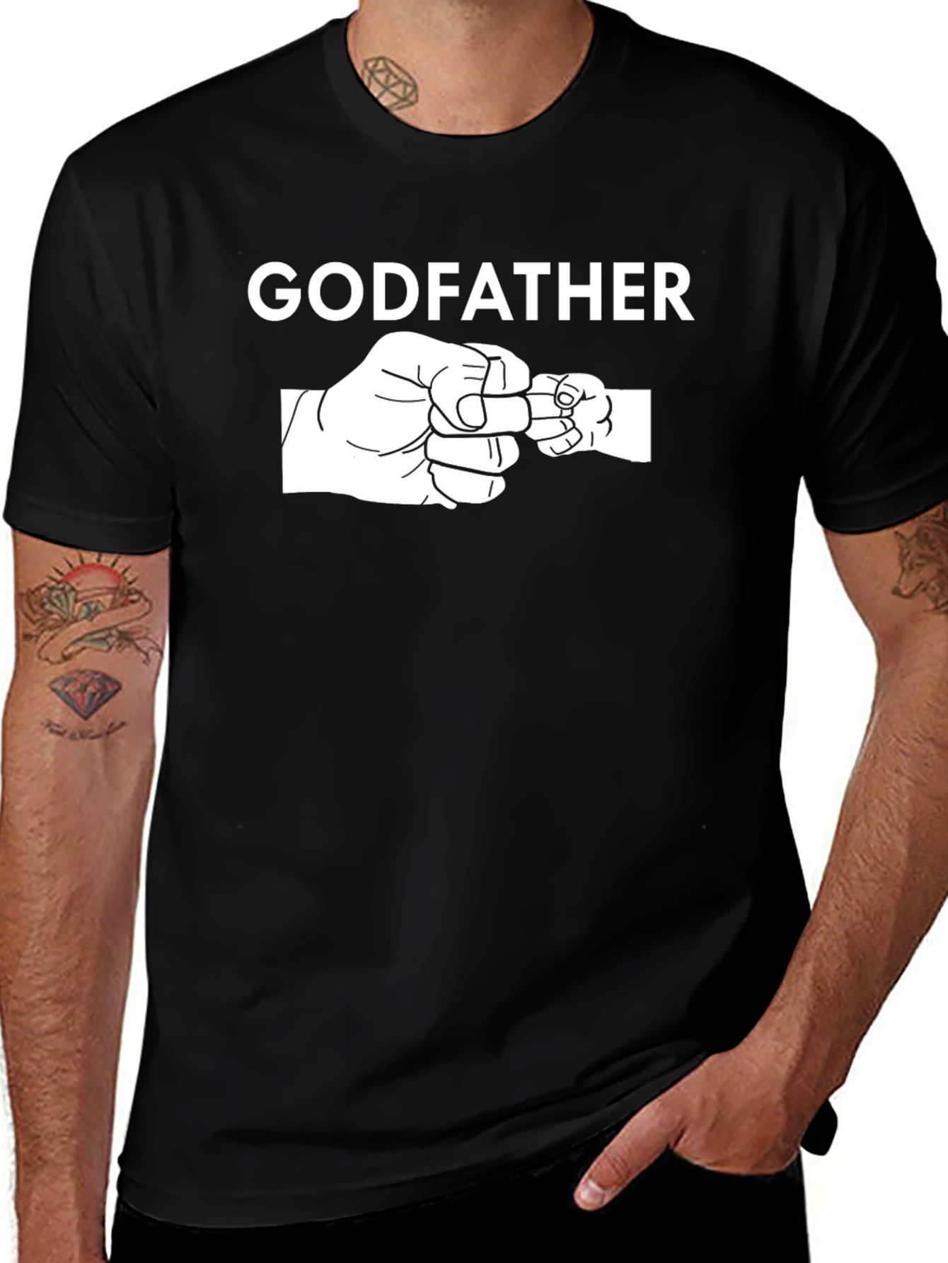 Godfather Fist Bump Graphic T-Shirt - Black