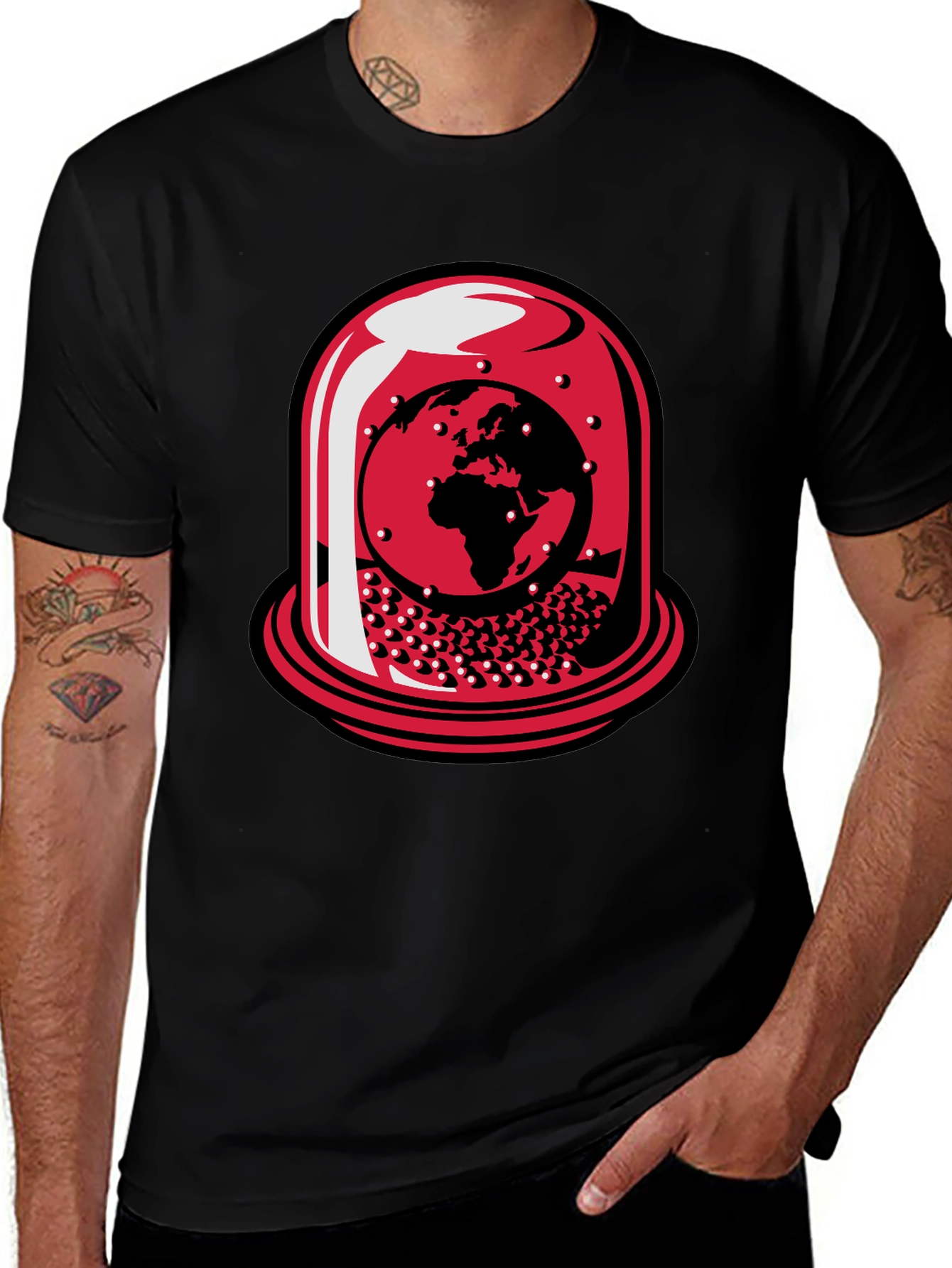 Variant 4 of World Globe Under Glass Black Tee
