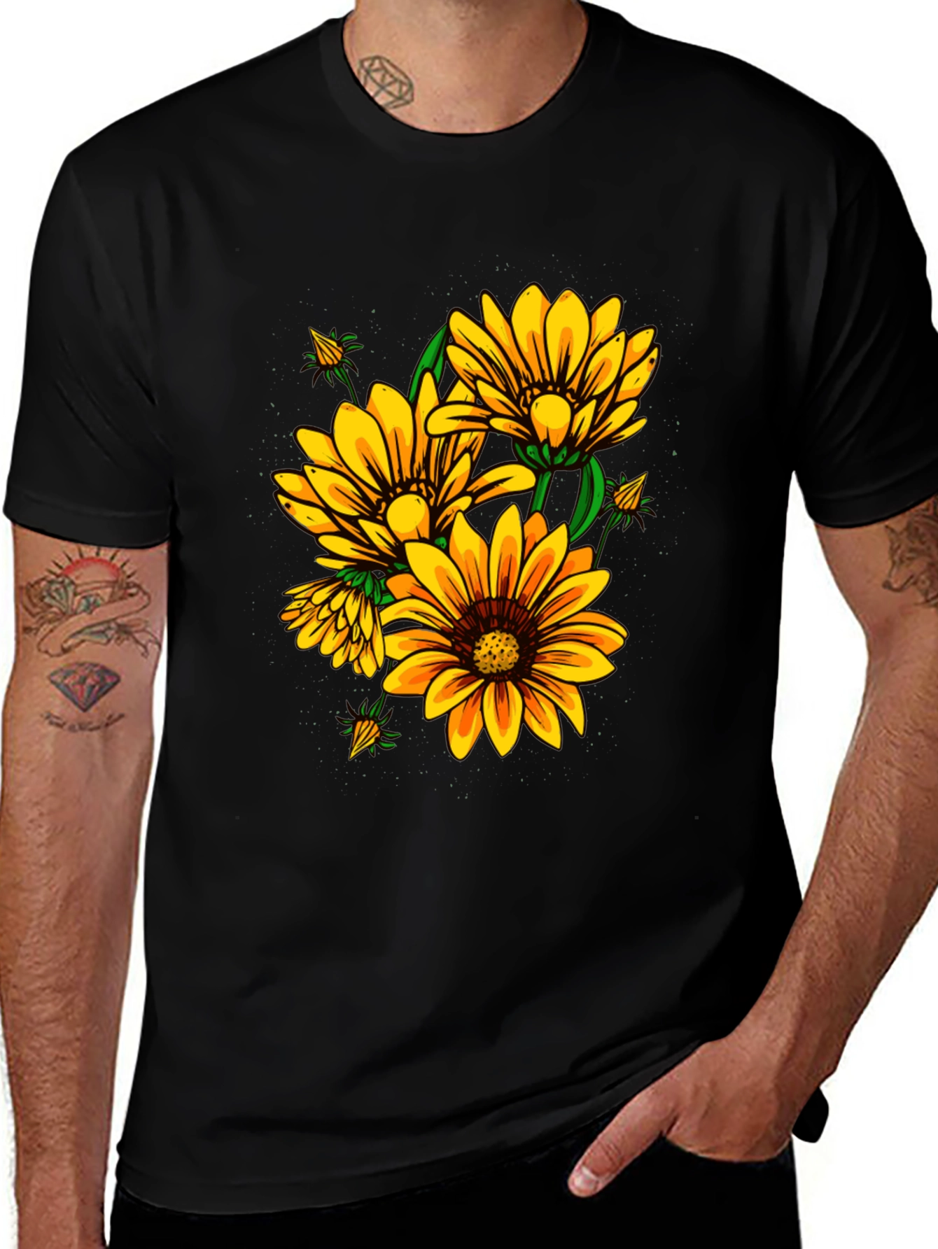 Variant 26 of Floral Graphic Black T-Shirt