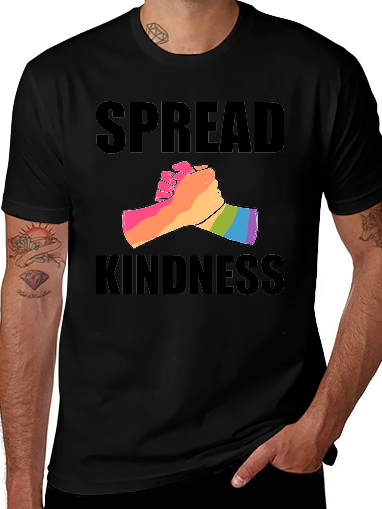 Variant 3 of Spread Kindness Rainbow Handshake T-Shirt