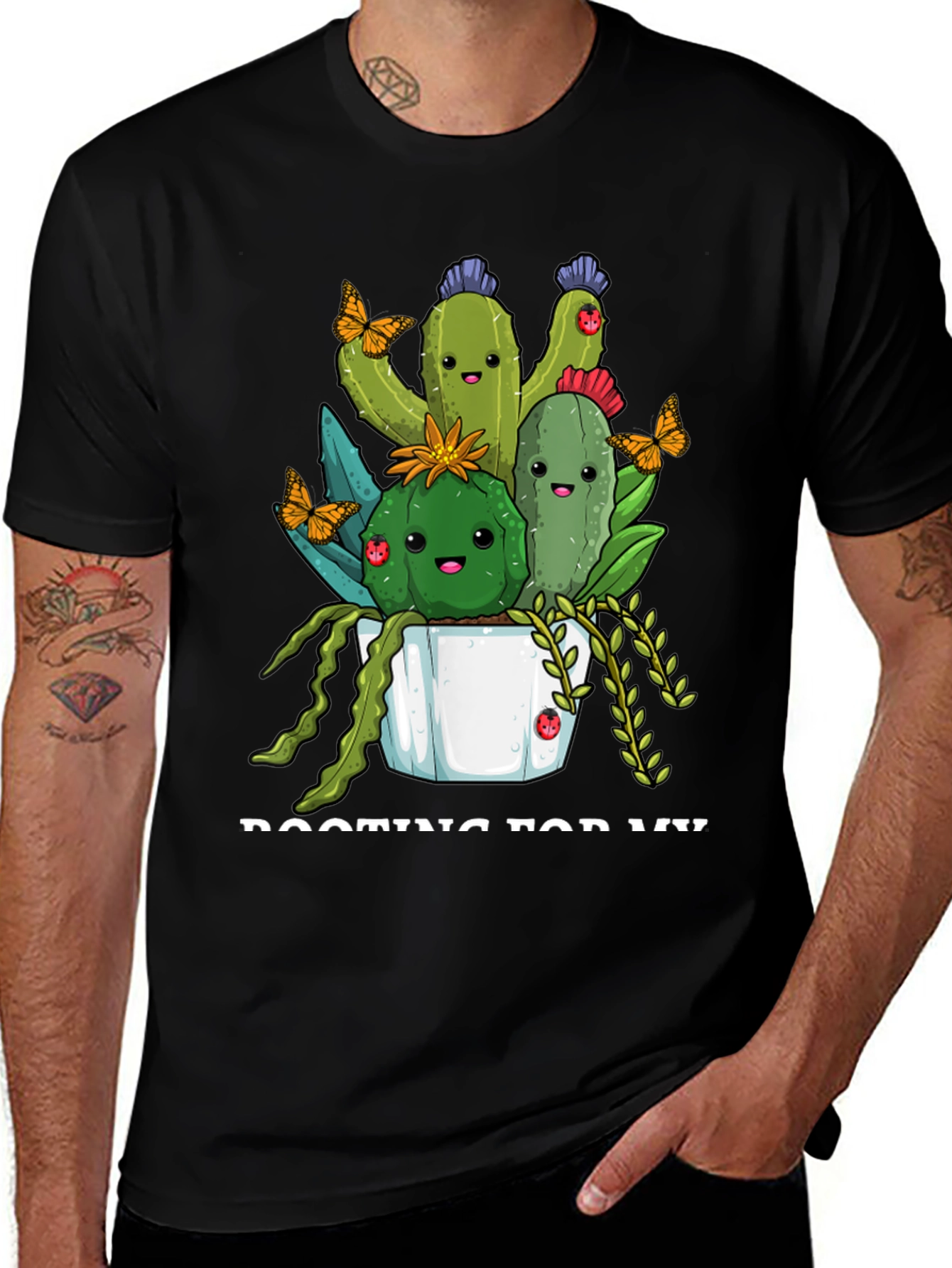 Variant 28 of Cute Cactus Crew T-Shirt - Black