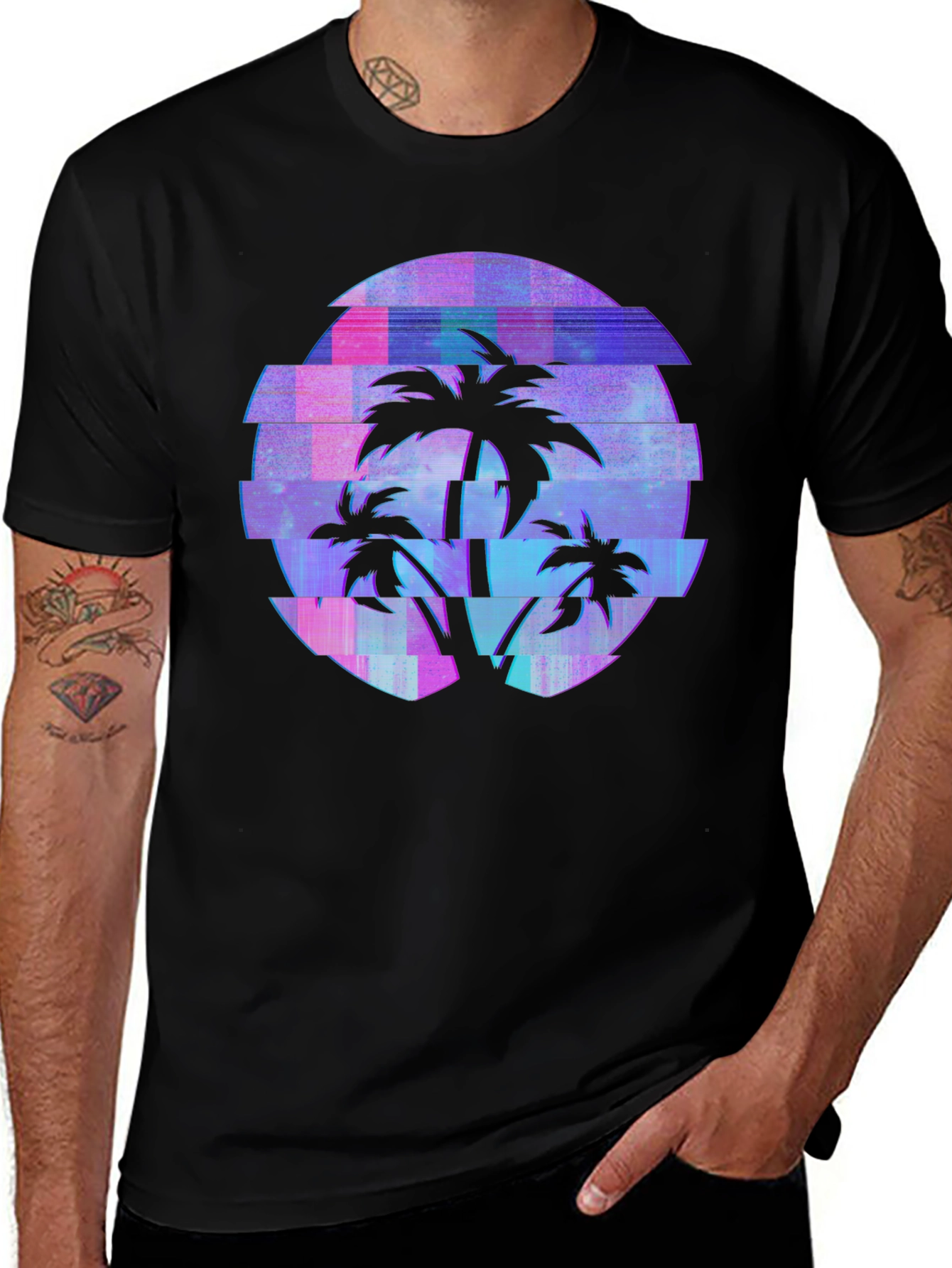 Variant 10 of Retro Palm Tree Glitch T-Shirt