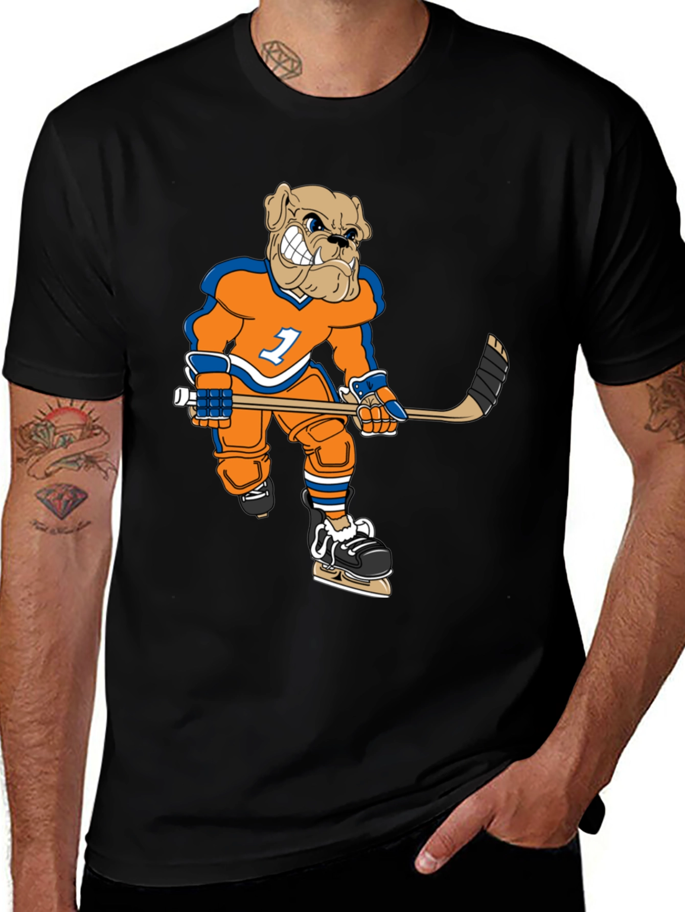 Variant 11 of Bulldog Hockey Player Graphic T-Shirt