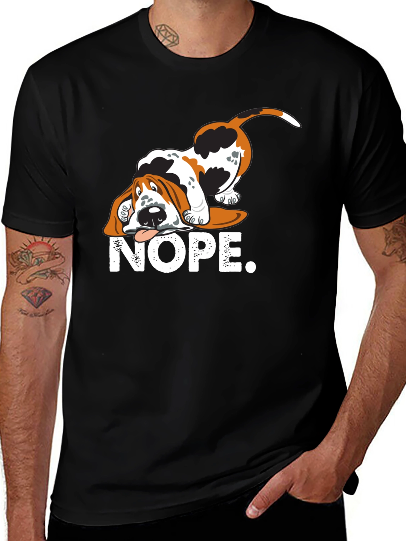 Variant 24 of Nope Dog T-Shirt - Funny Basset Hound Graphic Tee
