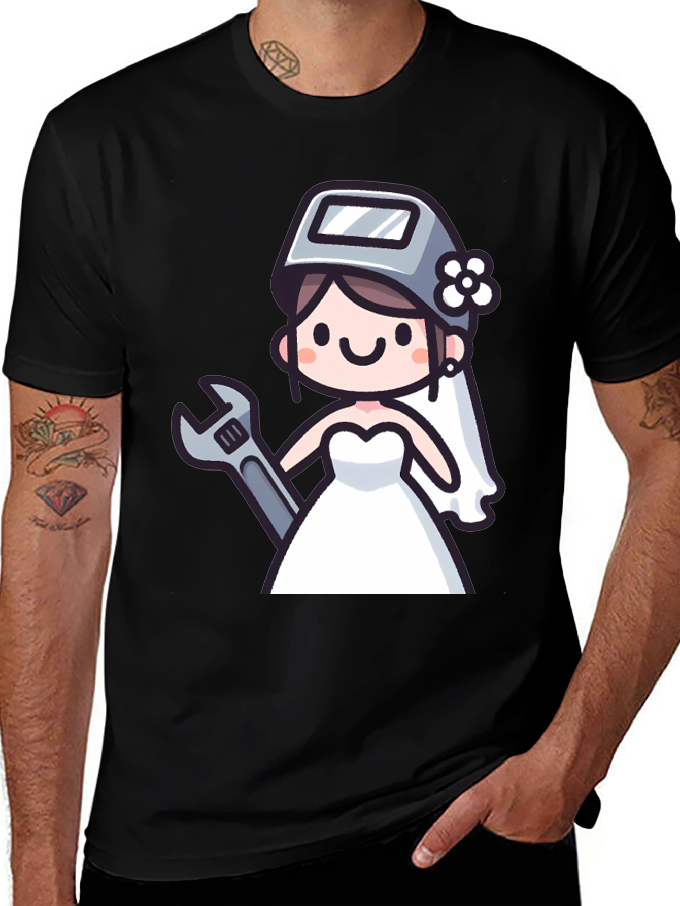 Variant 23 of Welder Bride Funny T-Shirt - Black