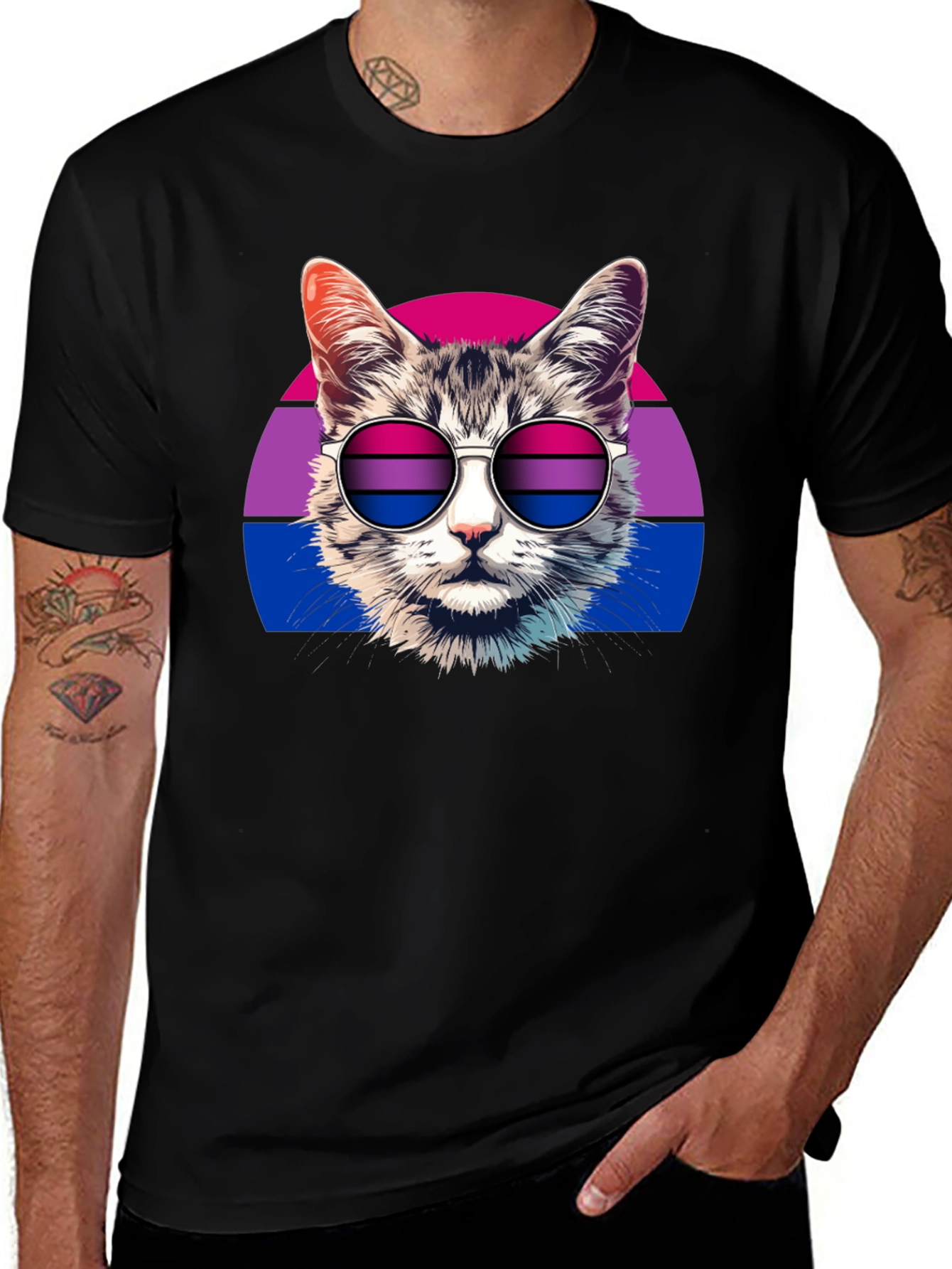 Variant 4 of Bisexual Pride Cat T-Shirt