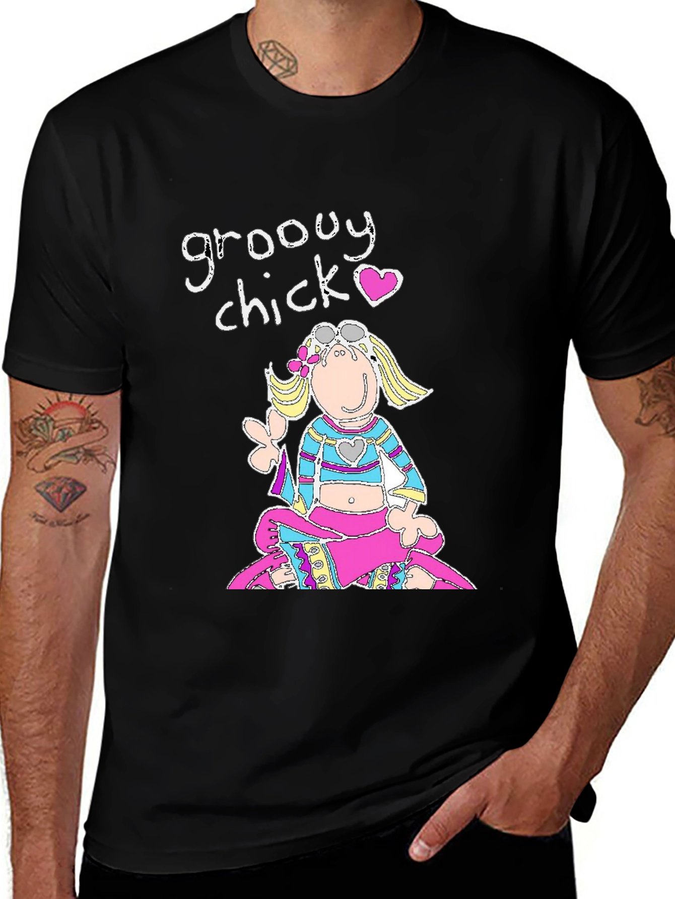 Variant 5 of Groovy Chick Black Graphic T-Shirt