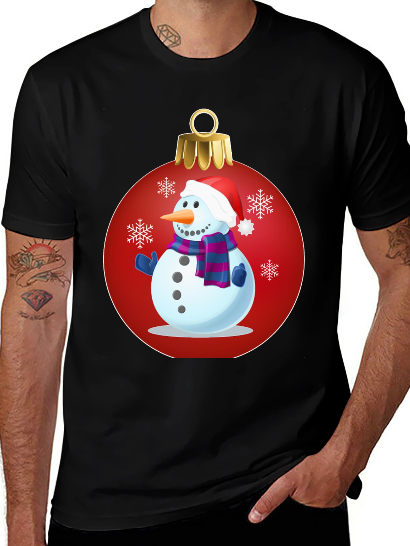 Variant 13 of Festive Snowman Ornament Graphic Tee