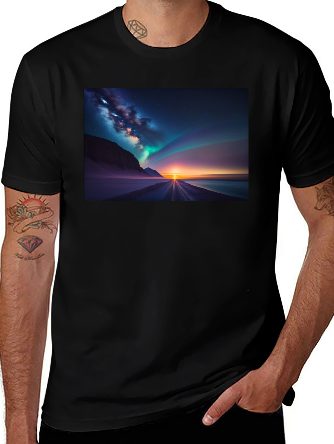 Variant 23 of Aurora Borealis Graphic Tee - Black