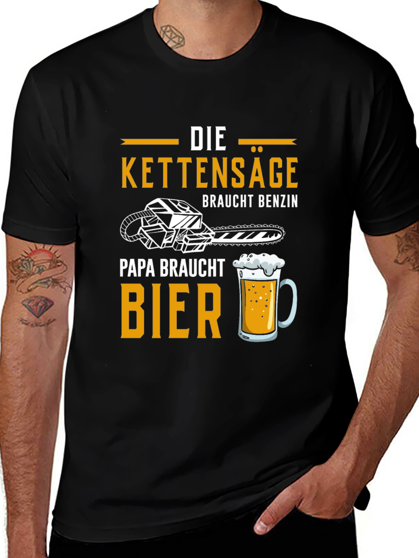 Variant 6 of Chainsaw & Beer T-Shirt - Papa Needs a Beer