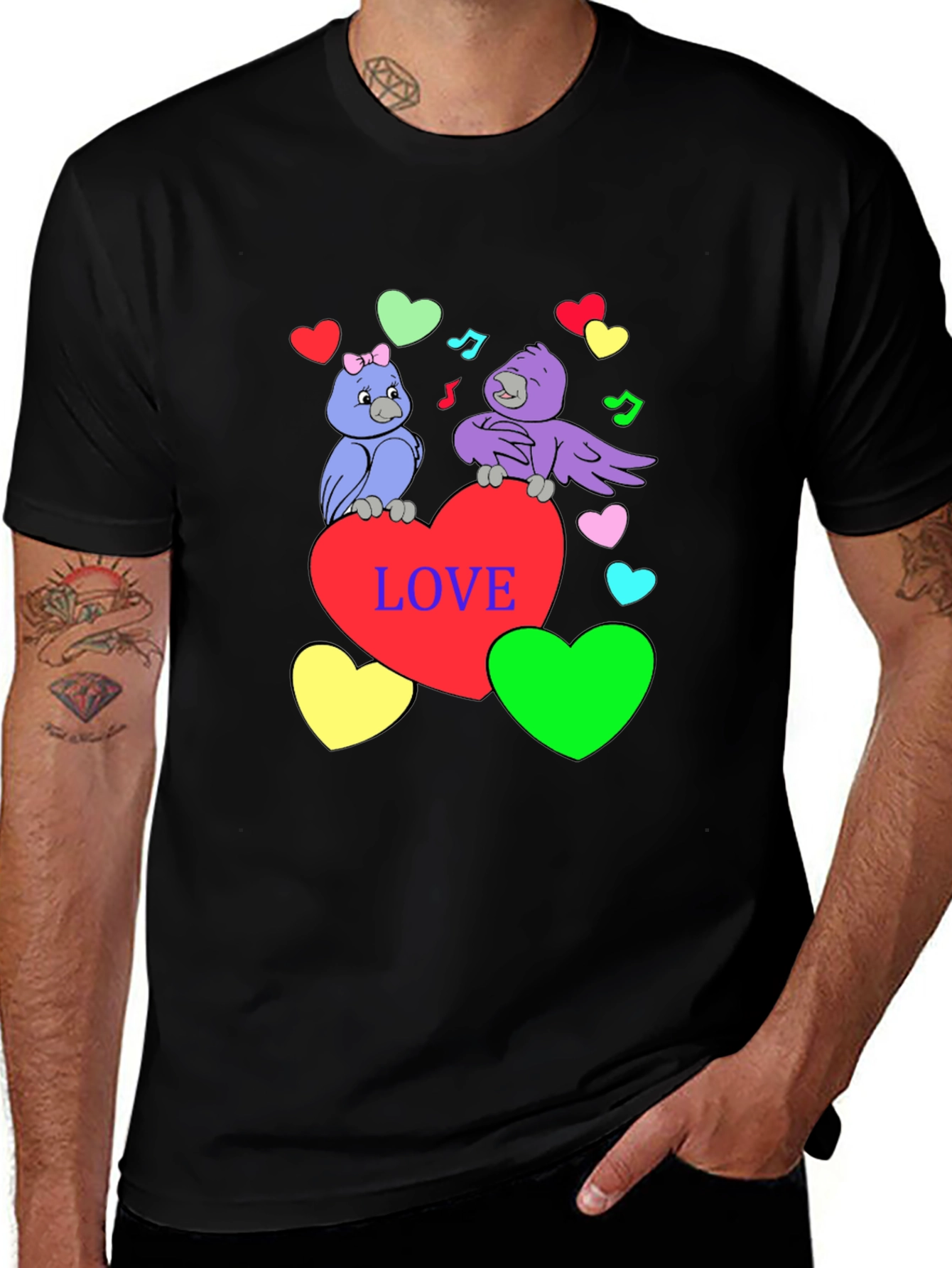 Variant 24 of Love Birds Heart T-Shirt - Cute Cartoon Graphic Tee