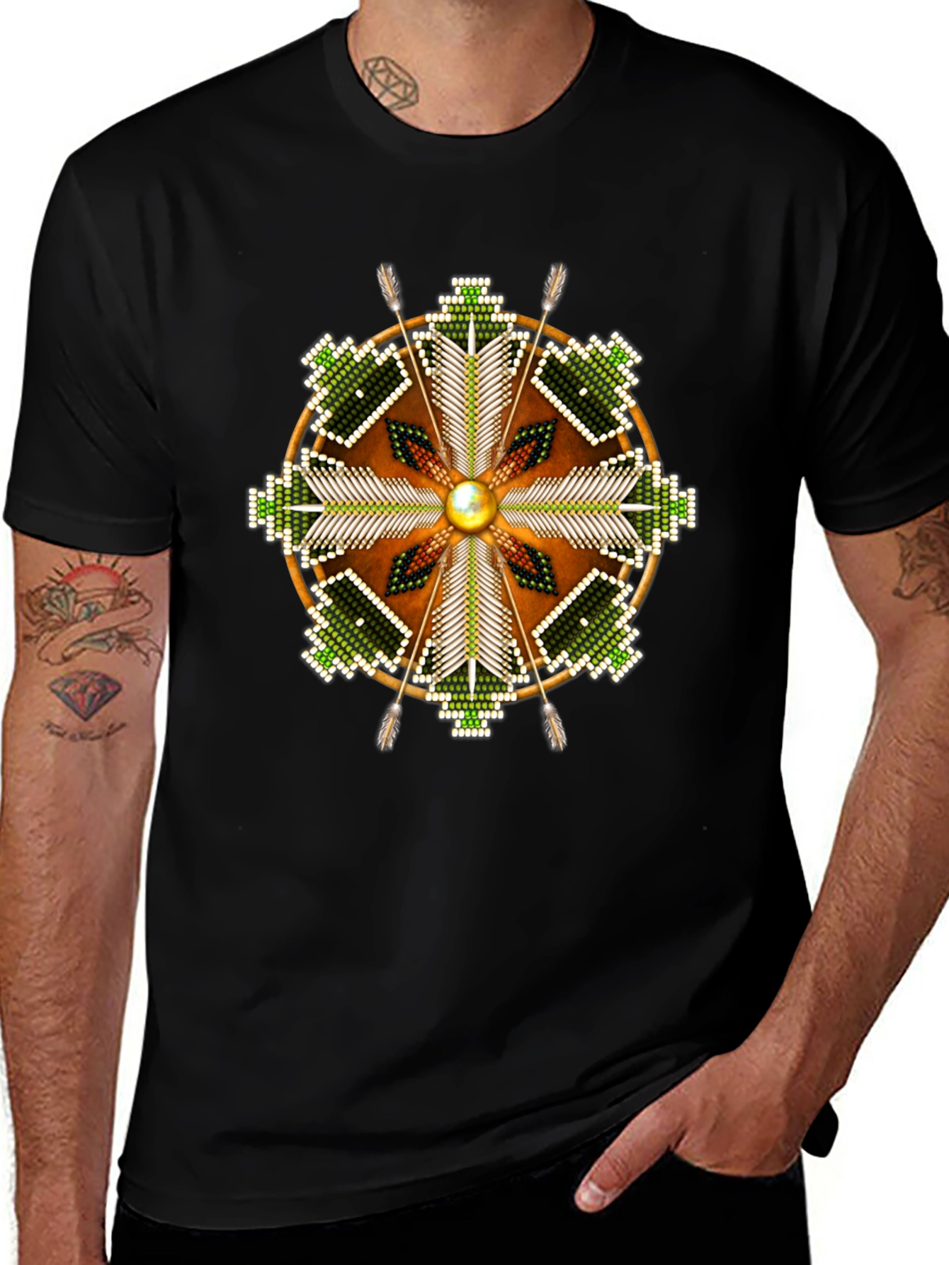 Variant 25 of Native American Arrowhead Shield Graphic Tee
