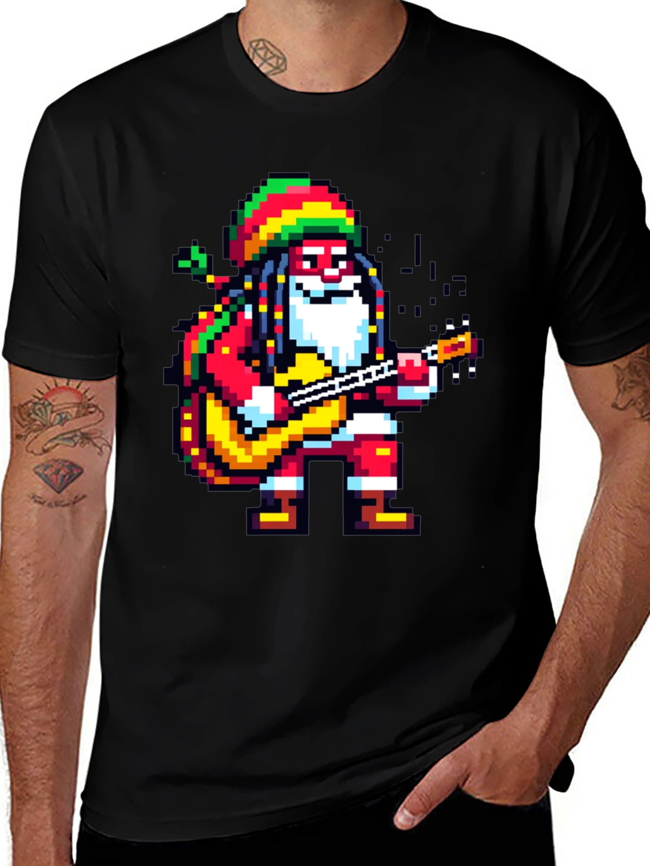Variant 18 of Rasta Santa Pixel Art T-Shirt