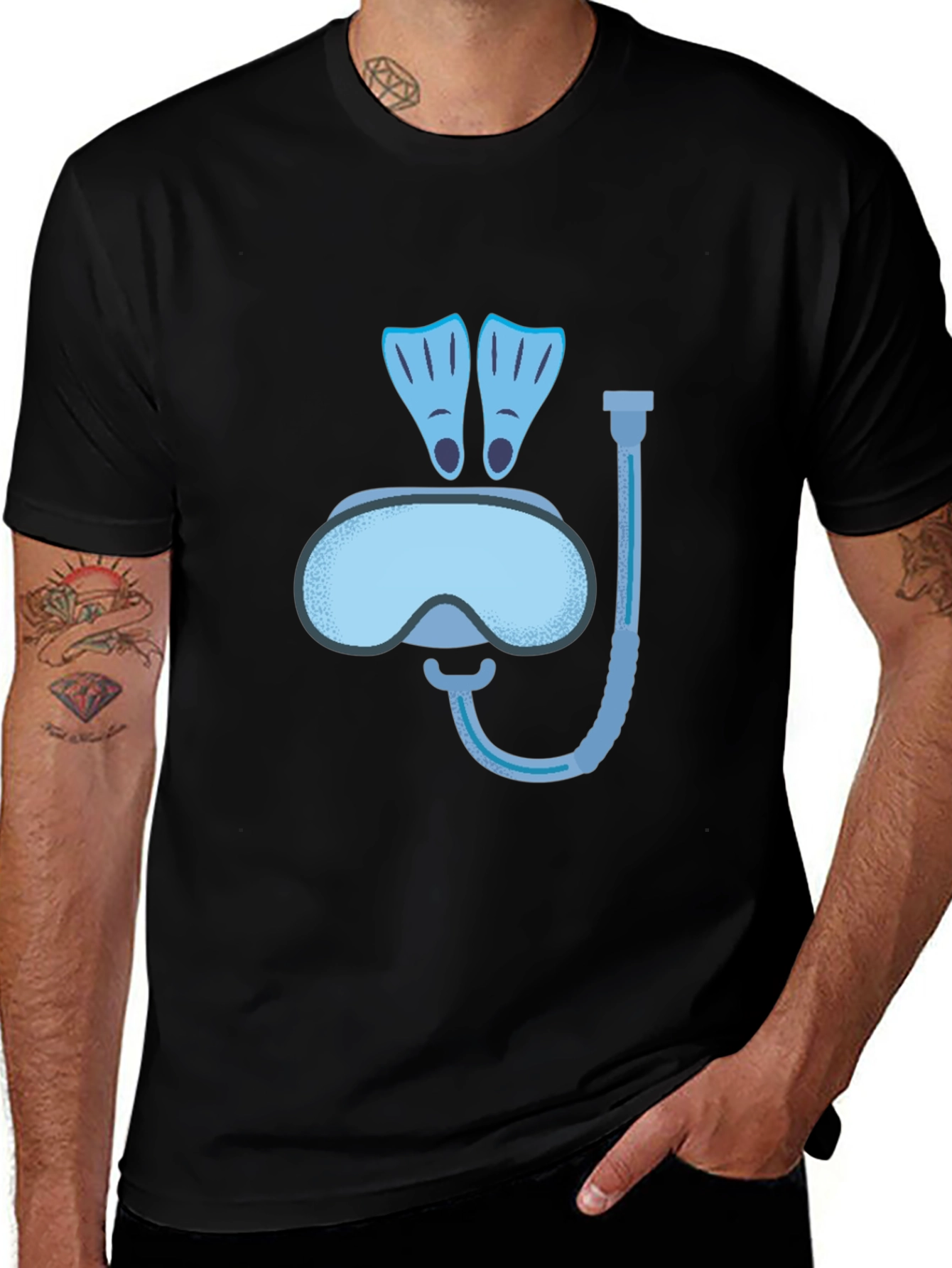 Variant 22 of Diving Gear Graphic Tee - Snorkel Mask & Fins Shirt