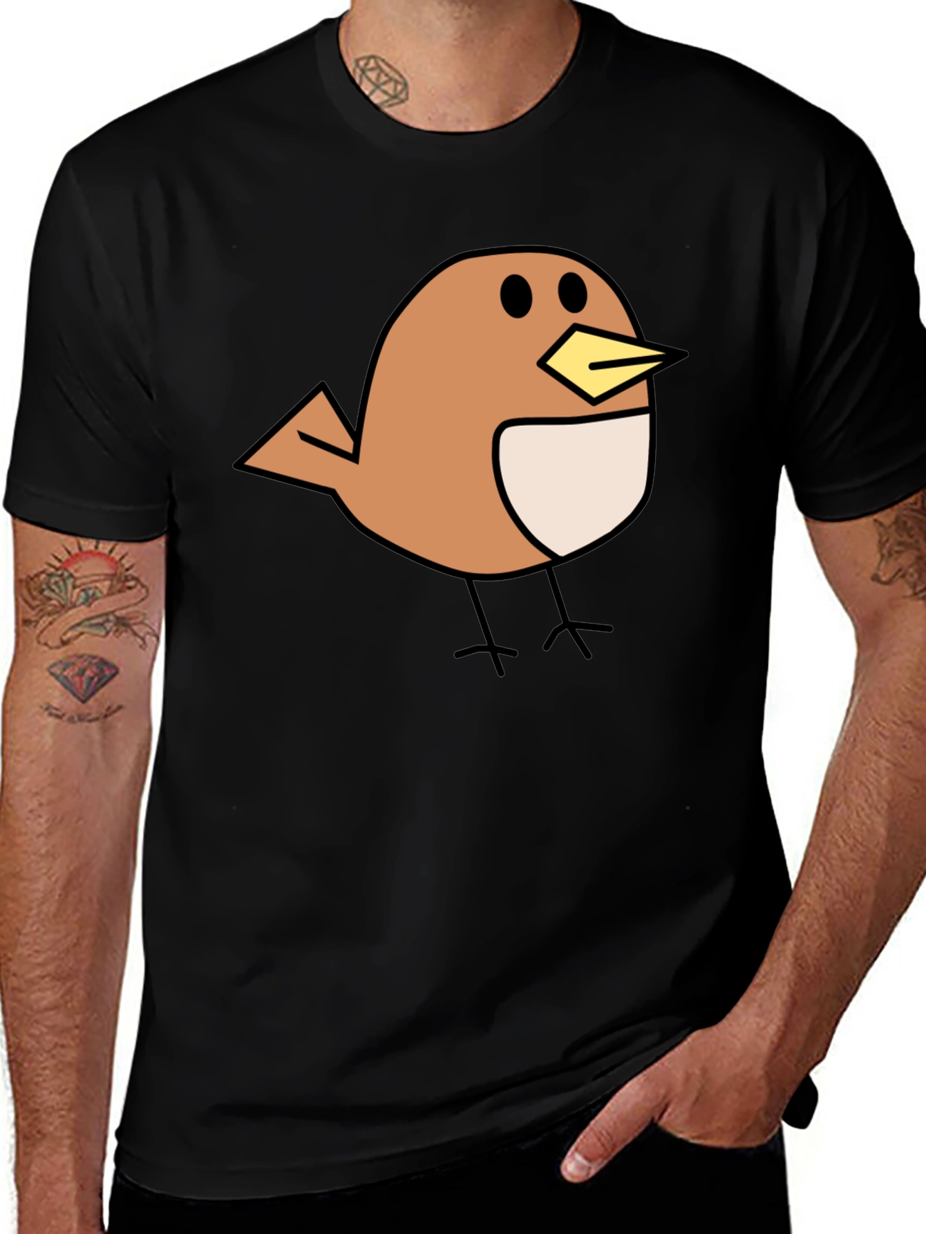 Variant 11 of Cute Bird Graphic Black T-Shirt