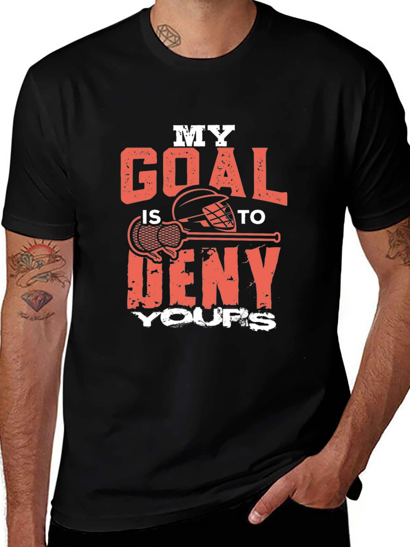 Black Lacrosse Goalie T-Shirt - Deny Your Goals! main image