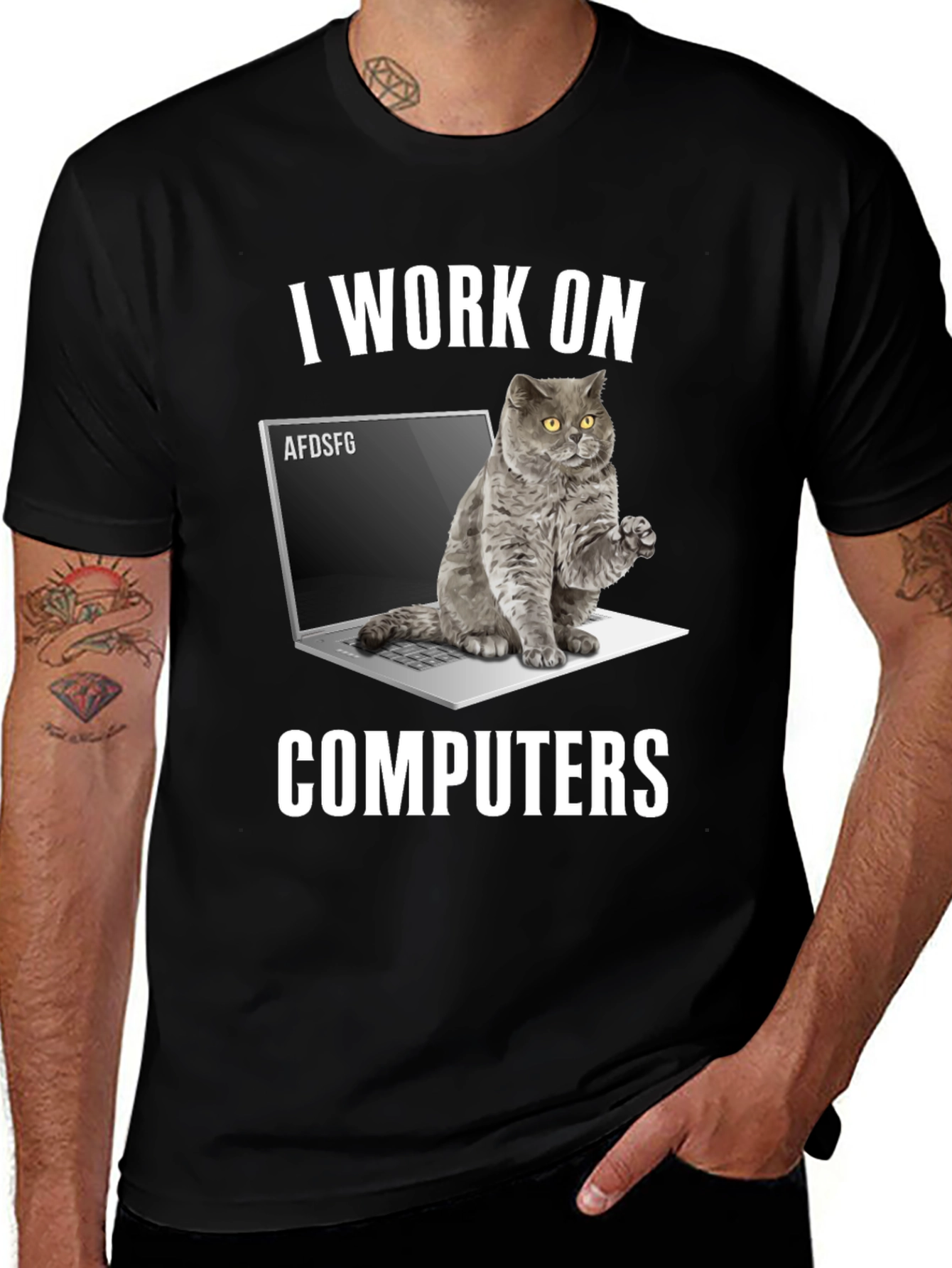 I Work on Computers Cat T-Shirt