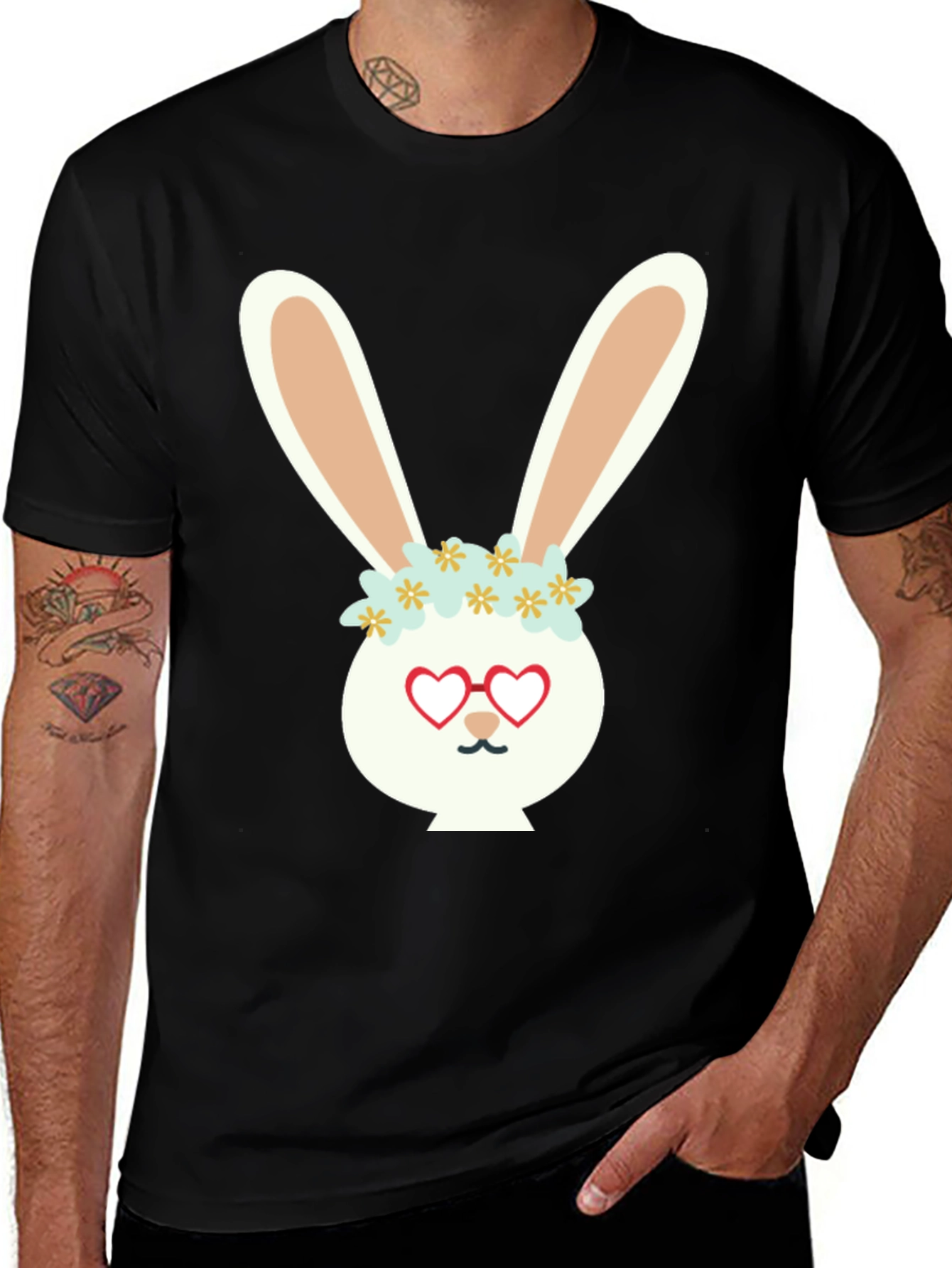 Variant 27 of Cute Bunny Heart Glasses Graphic Tee