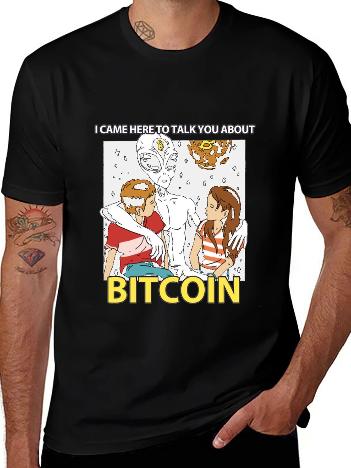Bitcoin Alien Graphic Tee - Talk Cryptocurrency T-Shirt