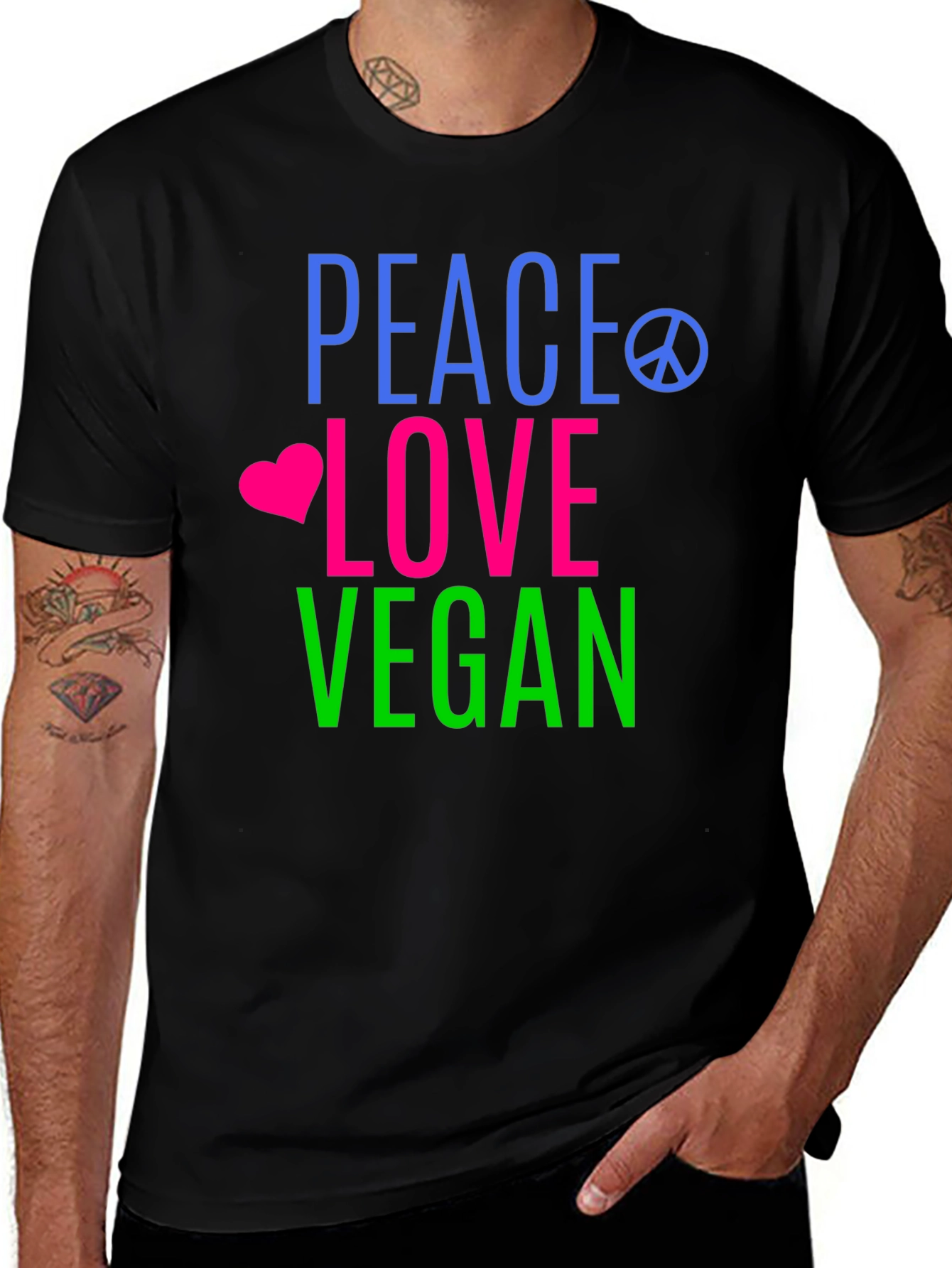 Variant 27 of Peace Love Vegan Graphic T-Shirt