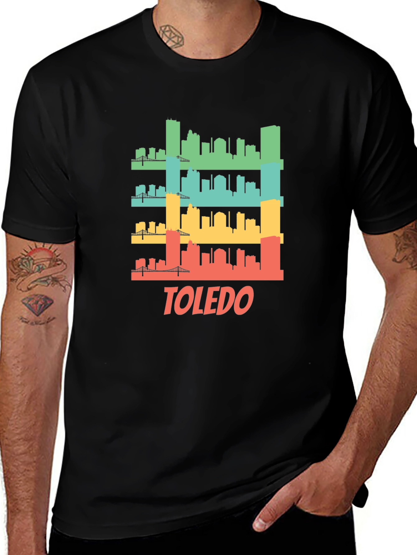 Toledo Skyline T-Shirt - Retro Cityscape Graphic Tee