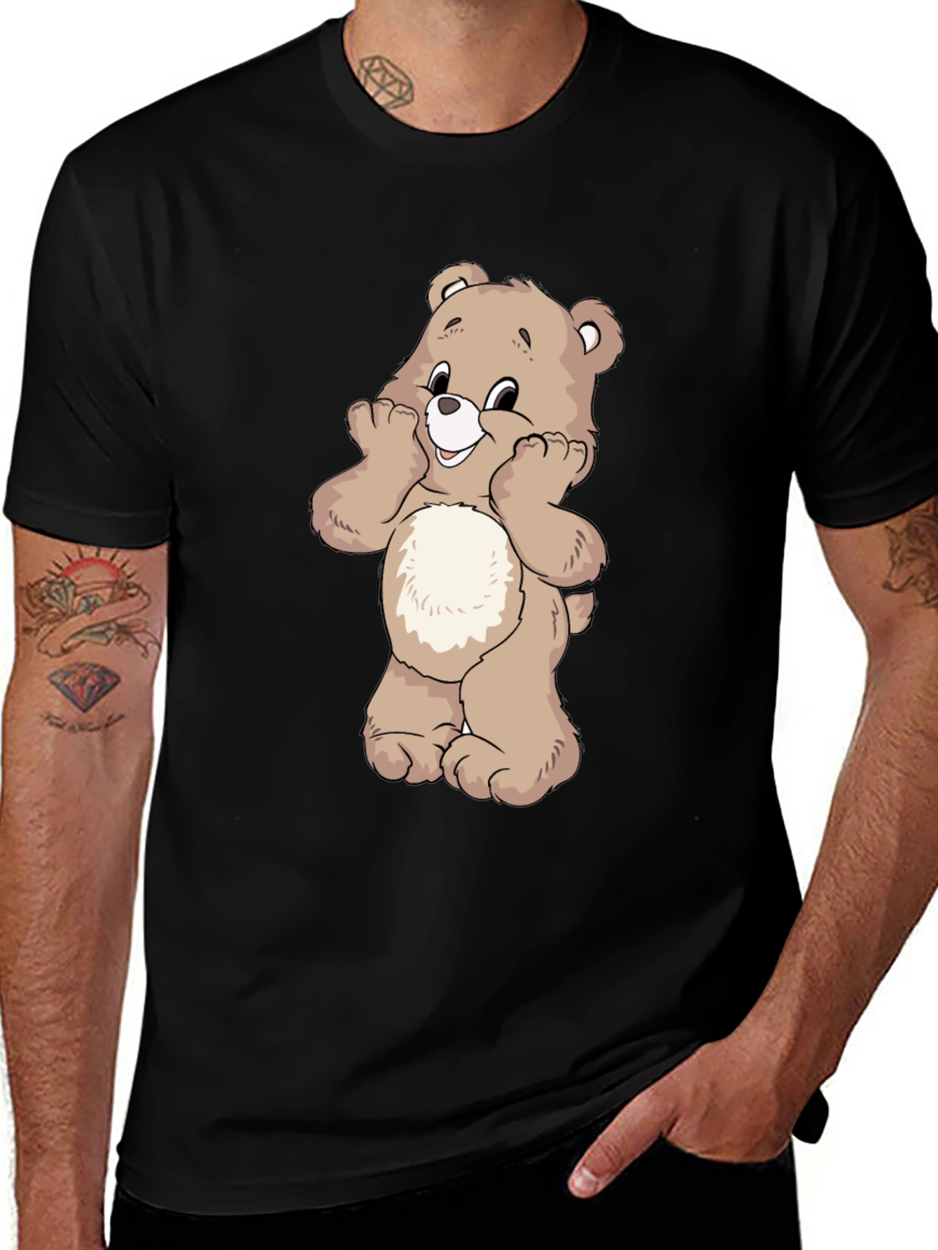 Variant 25 of Cute Bear Graphic Black T-Shirt