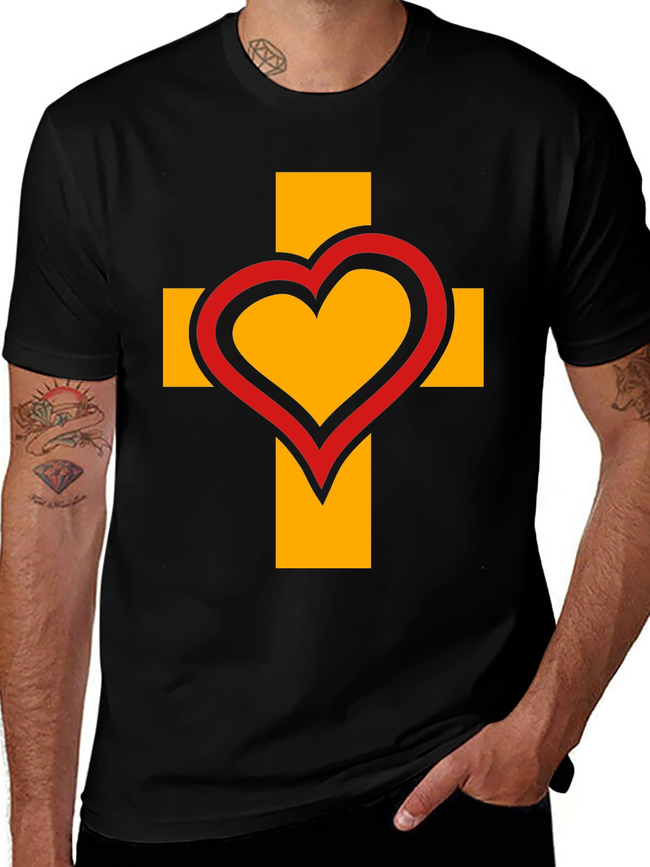 Heart Cross Graphic Tee - Stylish Christian T-Shirt