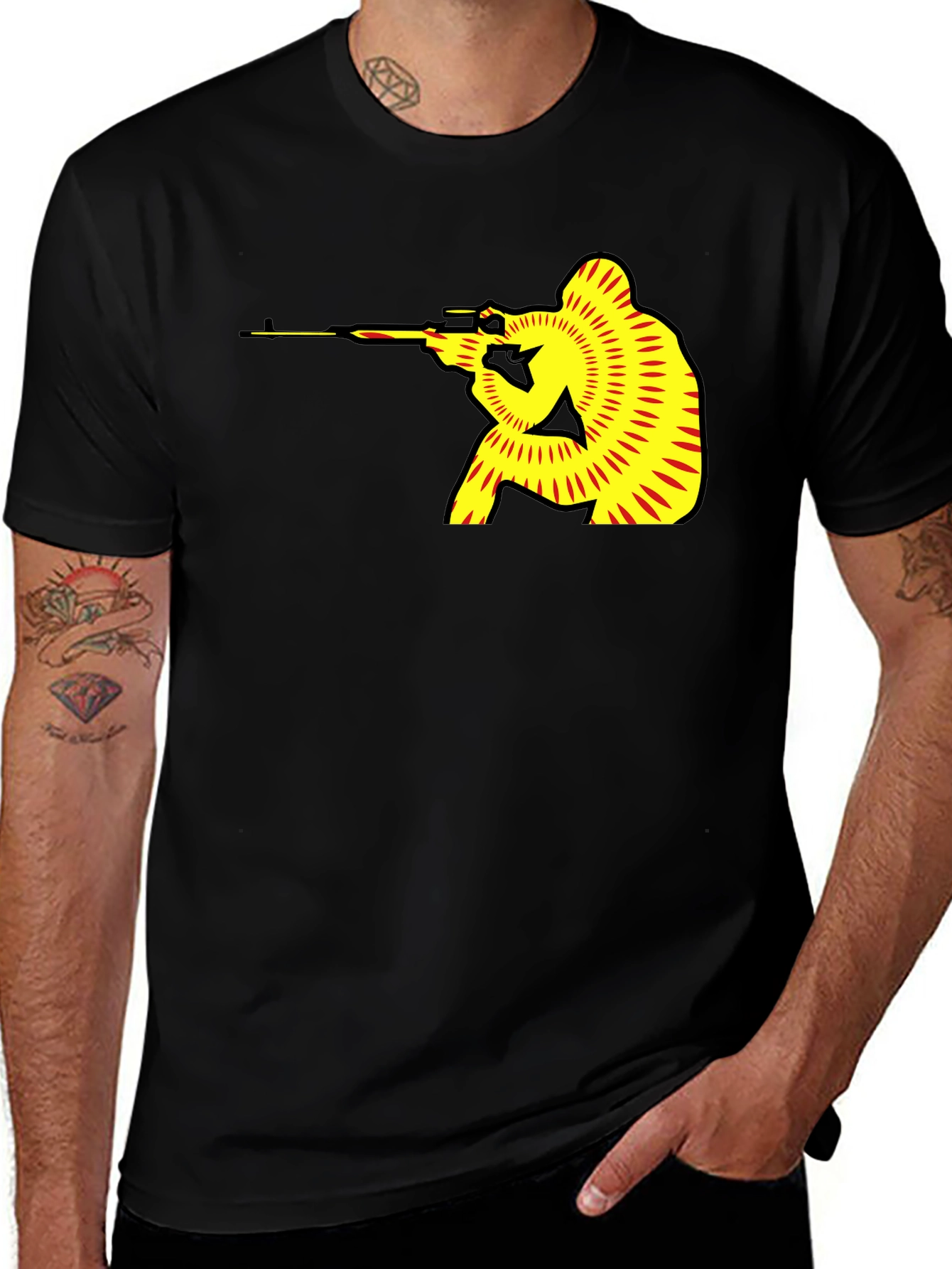 Sniper Graphic Black T-Shirt - Unique Design