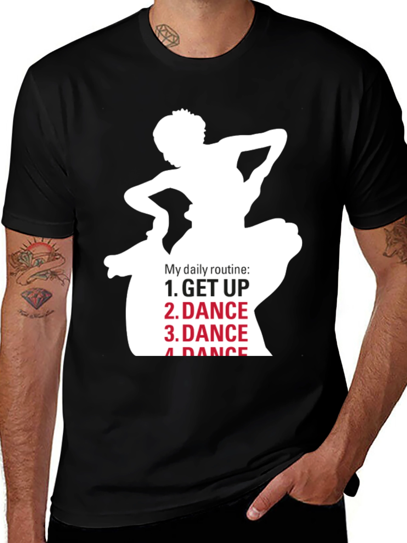 Variant 23 of Dance Routine Graphic Tee - Black Cotton T-Shirt