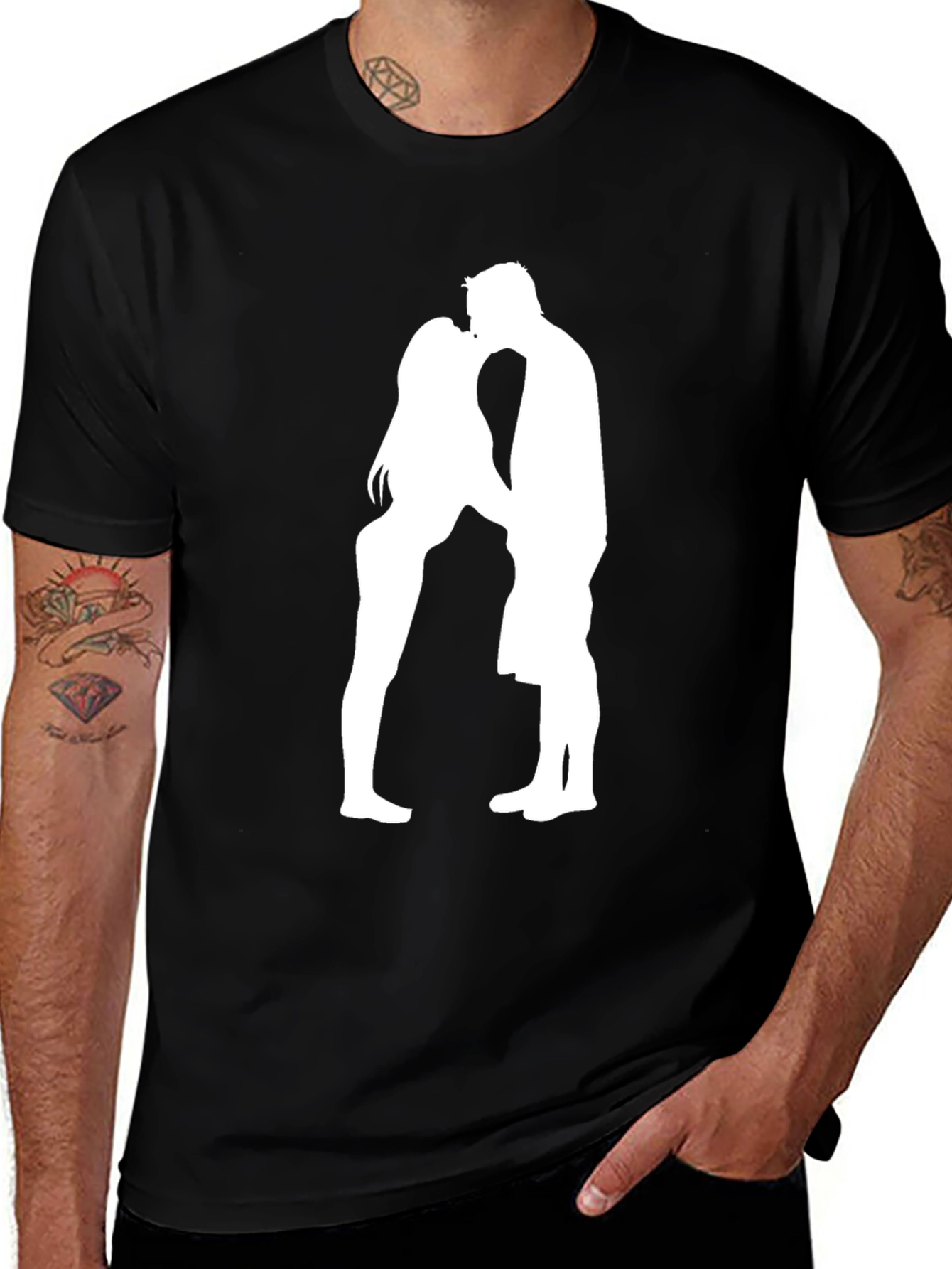 Variant 15 of Romantic Couple Silhouette Black T-Shirt