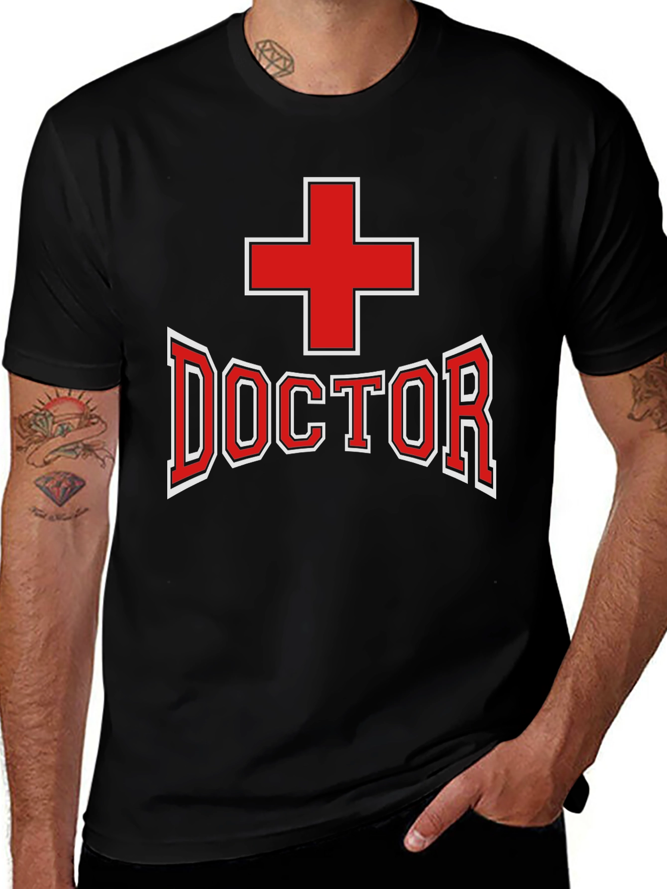 Black Doctor T-Shirt - Red Cross Design main image