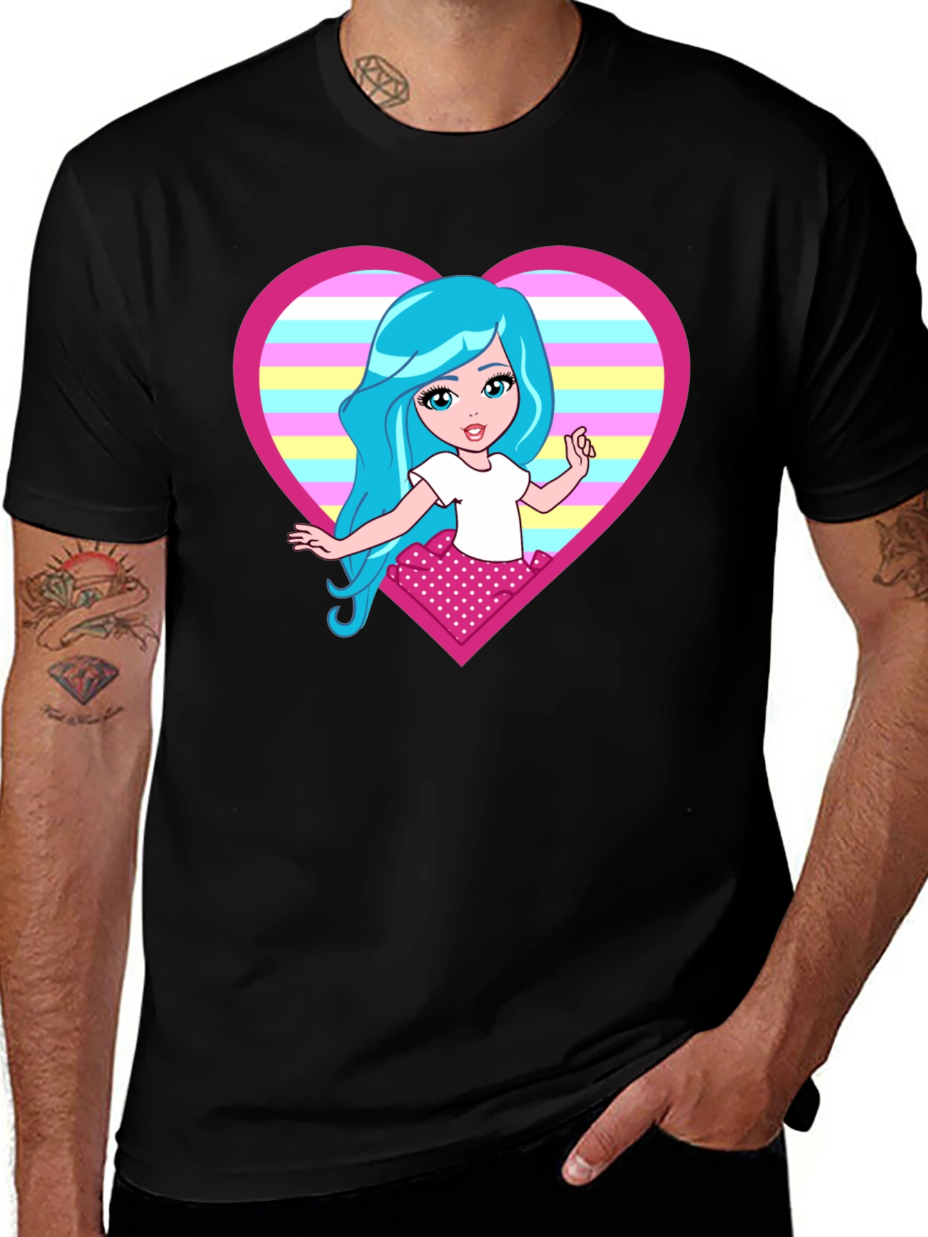 Variant 11 of Cartoon Girl Heart T-Shirt