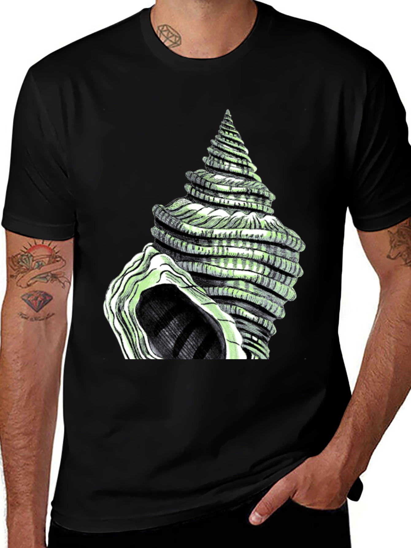 Variant 22 of Spiral Shell Graphic Tee - Unique Sea Life Design
