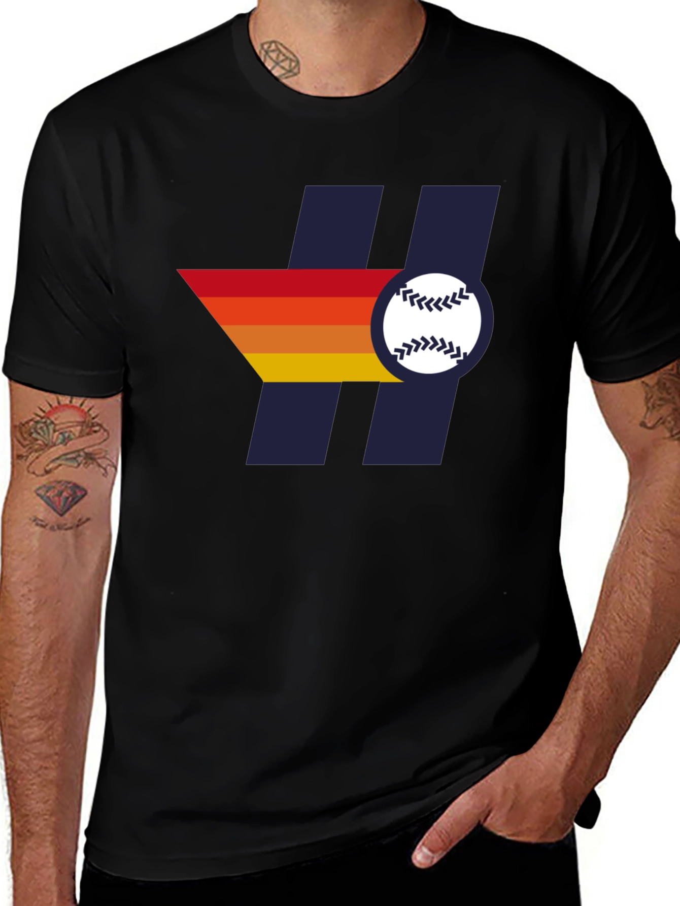 Variant 6 of Retro Baseball Tee: Houston Astros Inspired Design