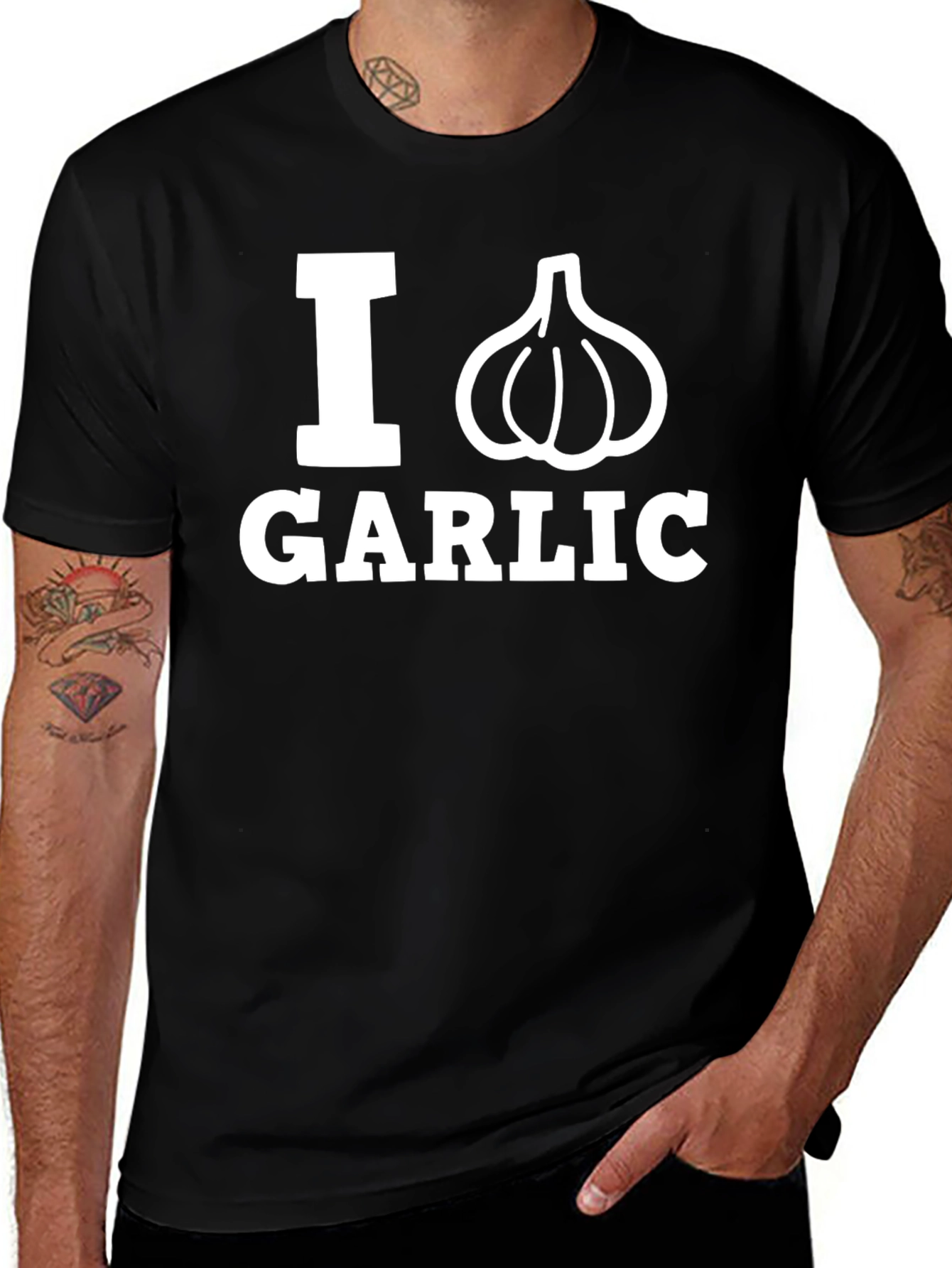 I Love Garlic T-Shirt - Funny Foodie Tee