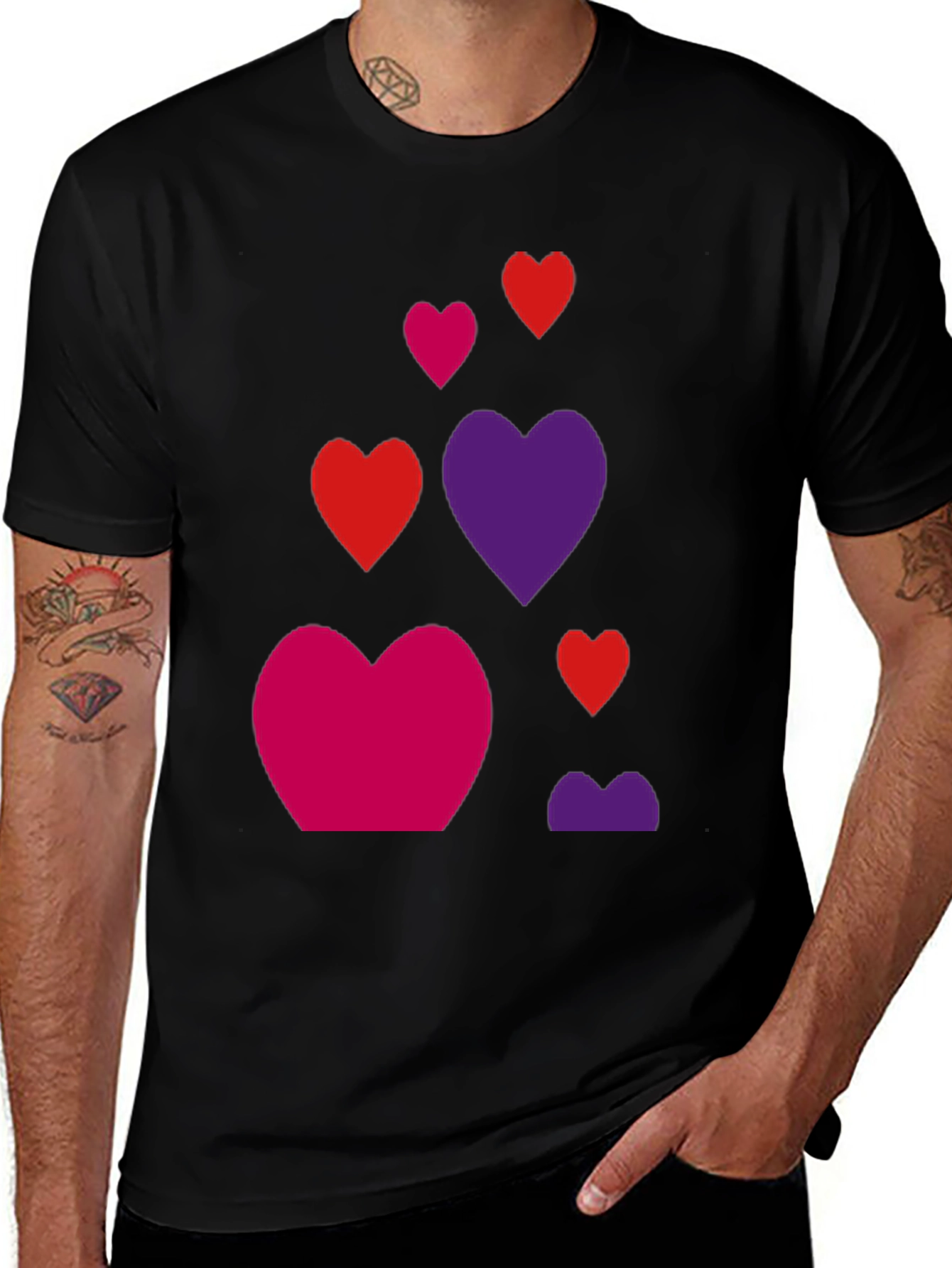 Variant 4 of Heart Pattern Black T-Shirt