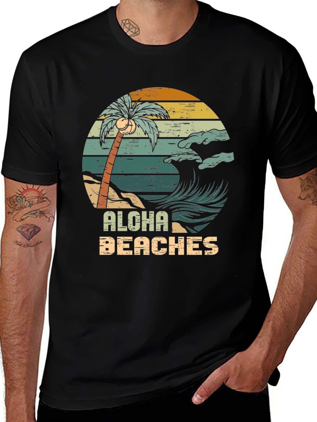 Aloha Beaches Retro Graphic T-Shirt