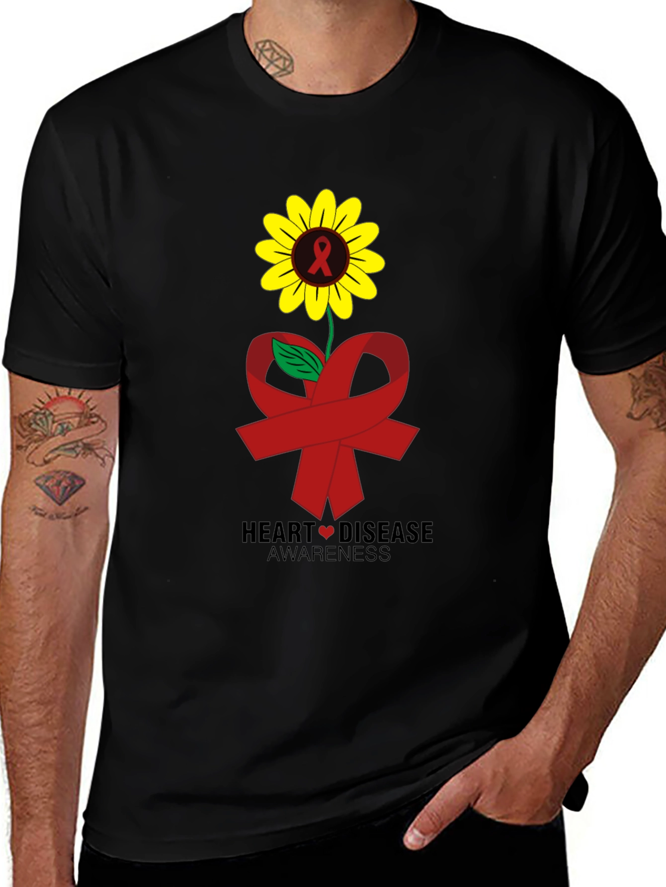 Variant 20 of Heart Disease Awareness Black T-Shirt