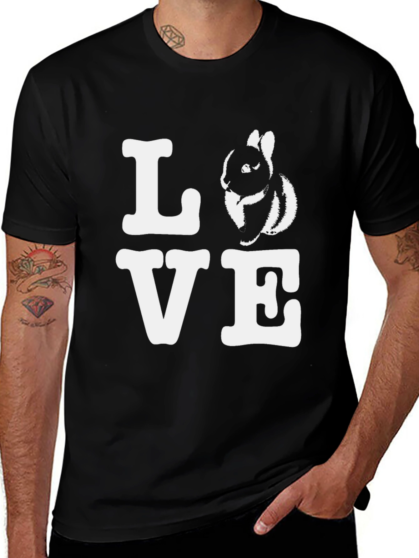 Variant 20 of Love Rabbit Graphic Tee - Men's Black Cotton T-Shirt