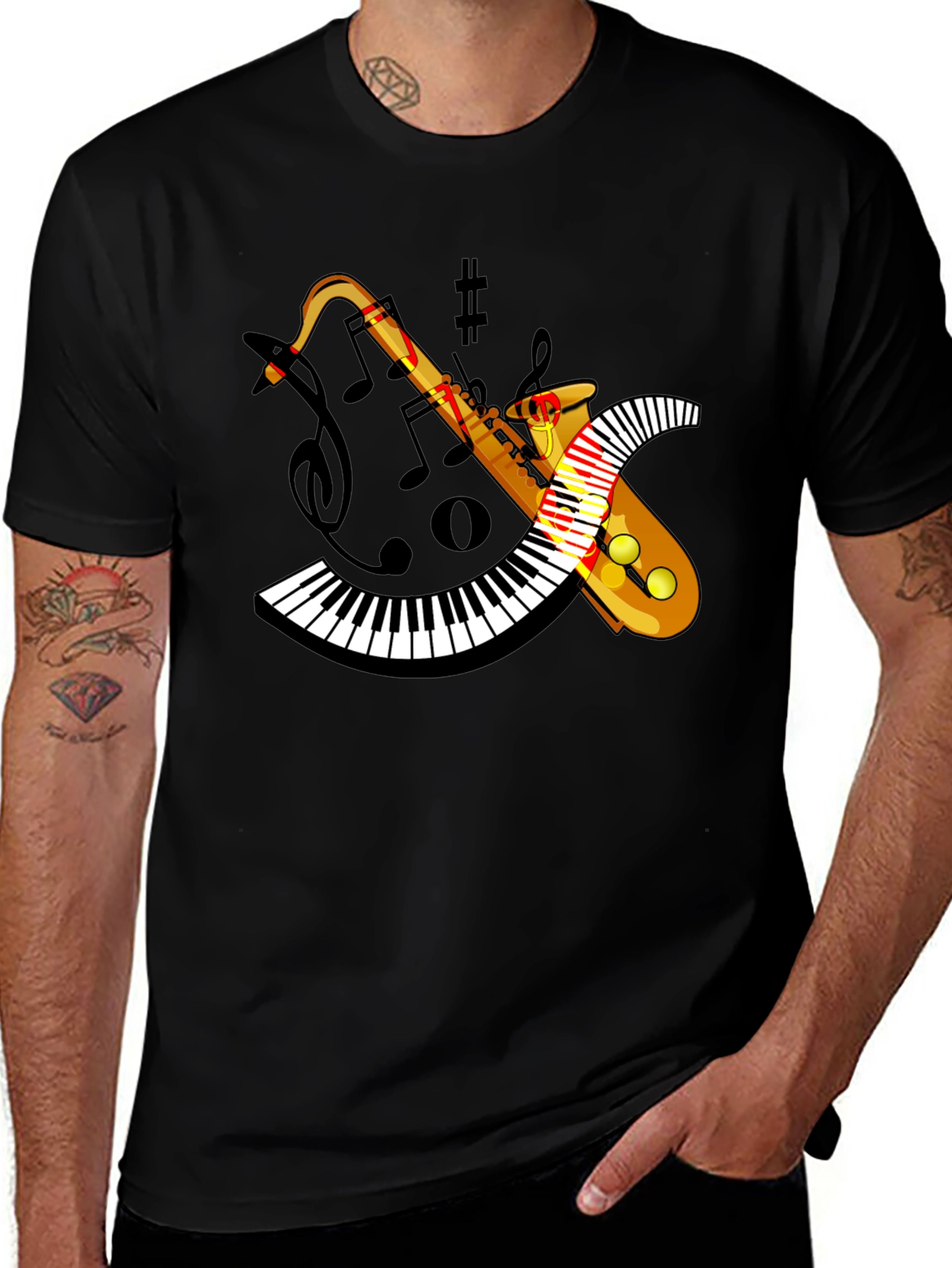 Variant 5 of Musical Saxophone Keyboard Graphic T-Shirt