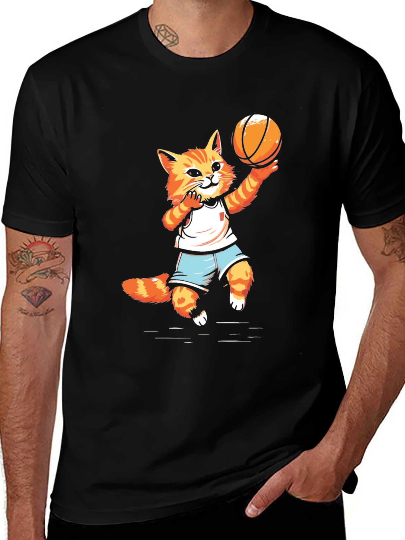 Variant 22 of Basketball Cat Graphic T-Shirt