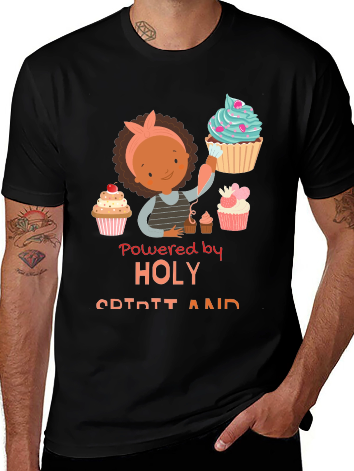 Variant 2 of Powered By Holy Spirit Cupcake T-Shirt