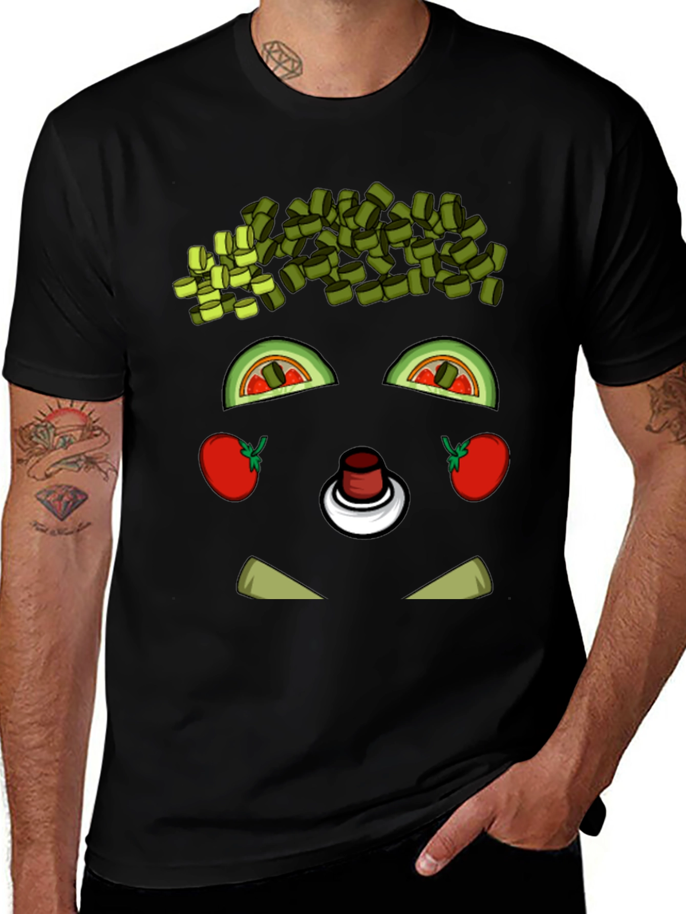 Variant 18 of Guacamole Face Black T-Shirt - Funny Foodie Tee