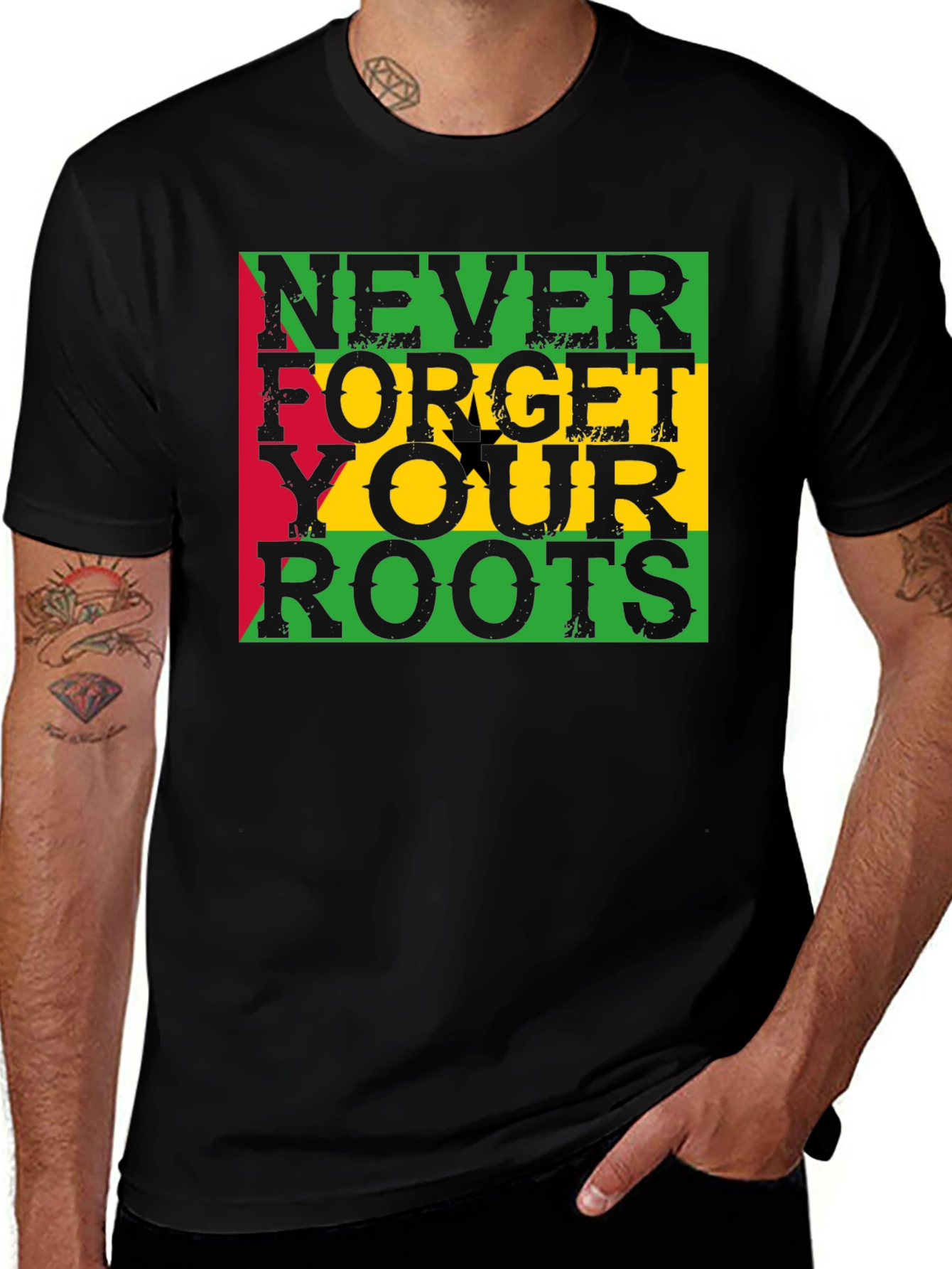 Variant 27 of Never Forget Your Roots T-Shirt Reggae Colors
