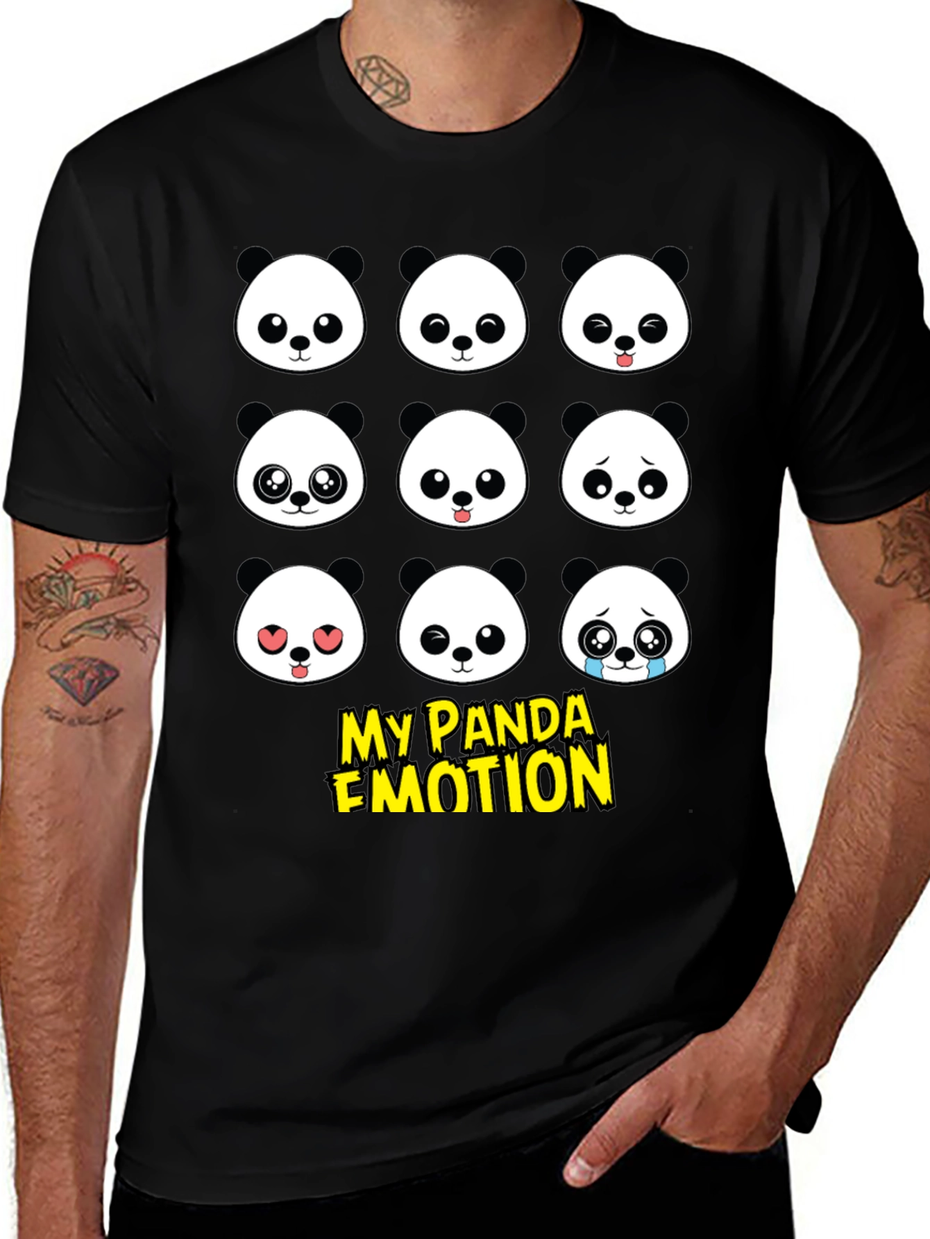 Variant 18 of My Panda Emotion T-Shirt - Black Cotton Blend