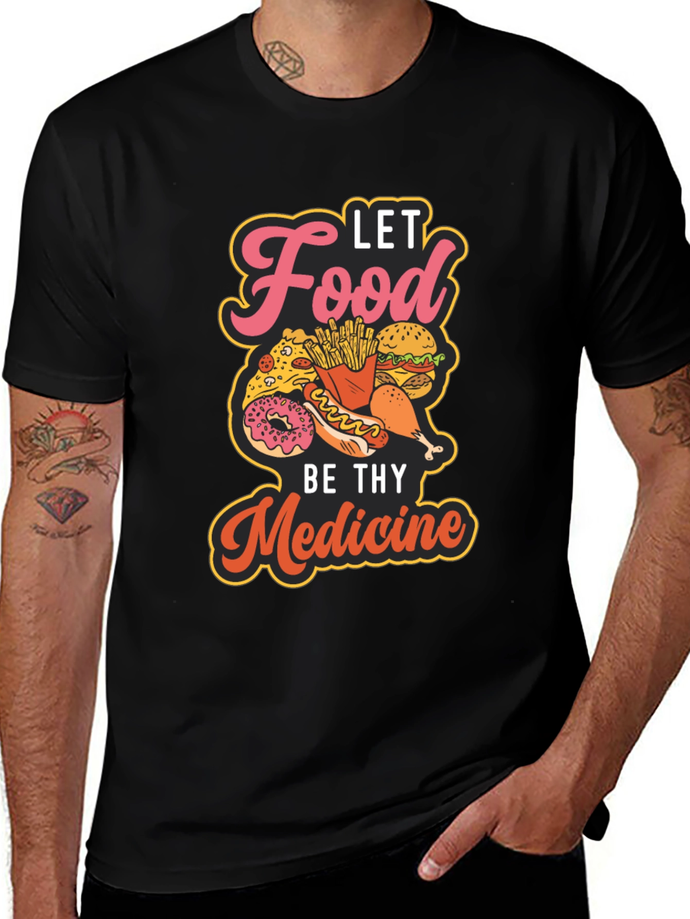 Food is Medicine Black T-Shirt Funny Unisex